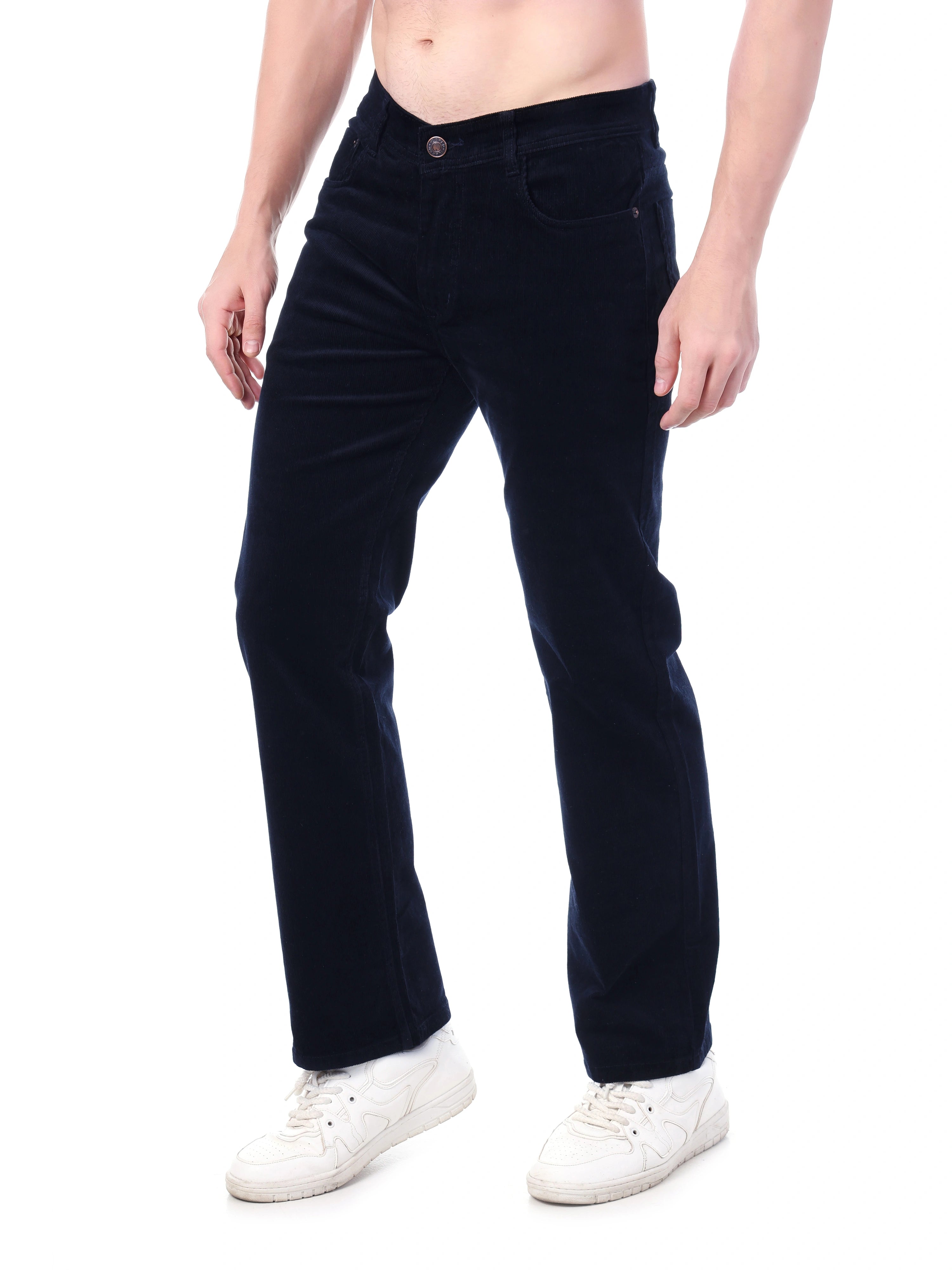 FLAKED Corduroy Straight Fit  Stretchable Jeans - Midnight Navy