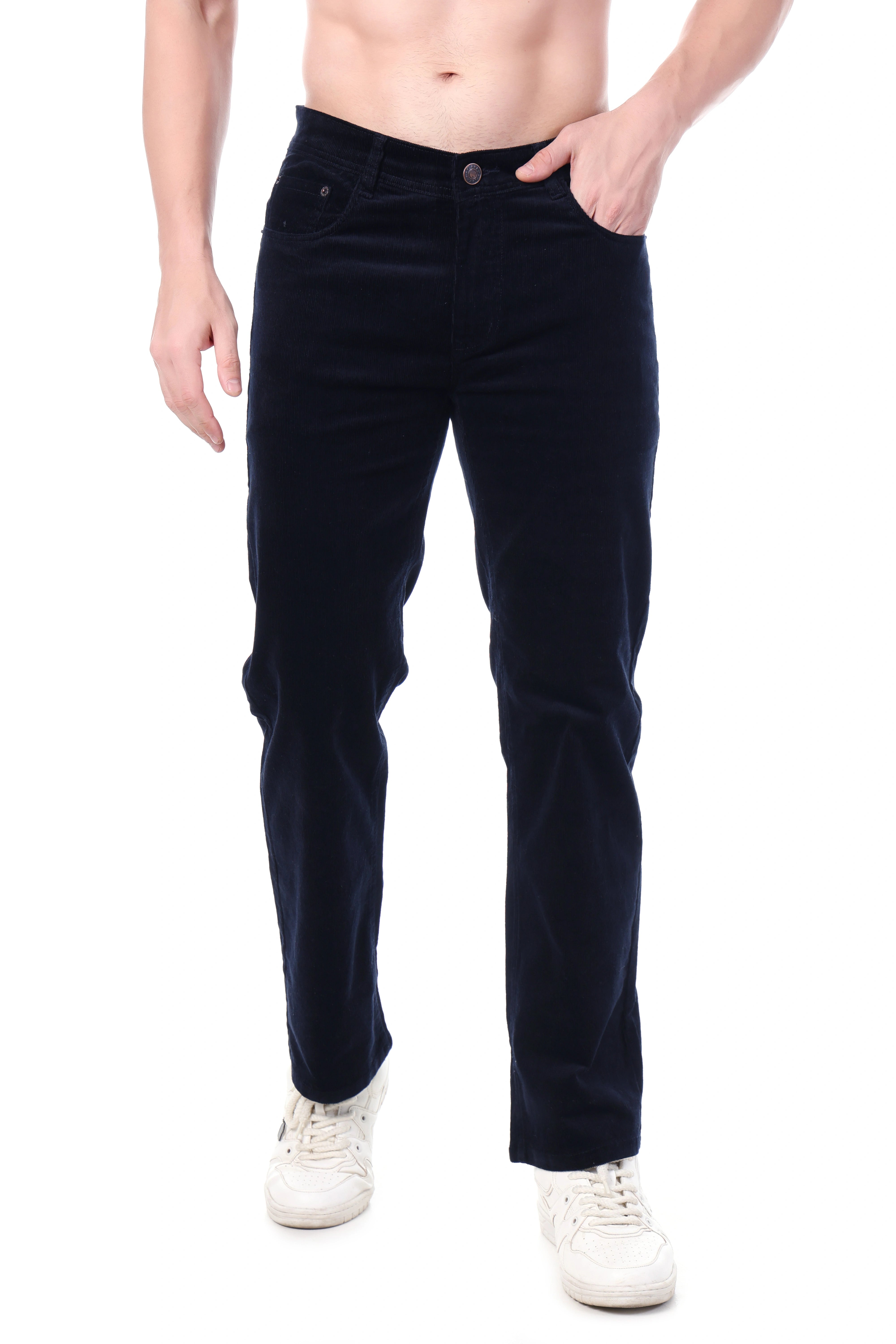 FLAKED Corduroy Straight Fit  Stretchable Jeans - Midnight Navy