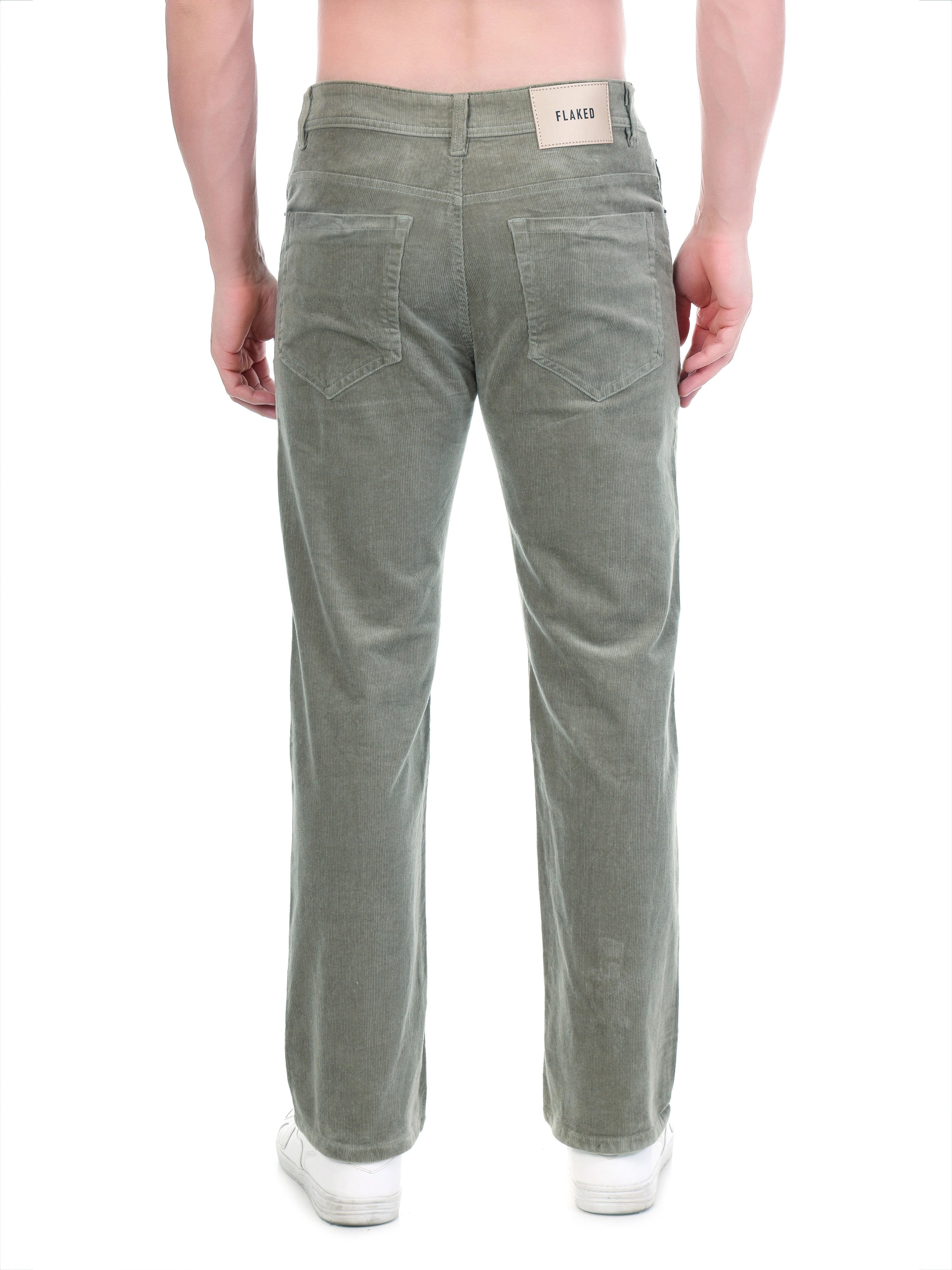 FLAKED Corduroy Straight Fit  Stretchable Jeans– Ash Grey