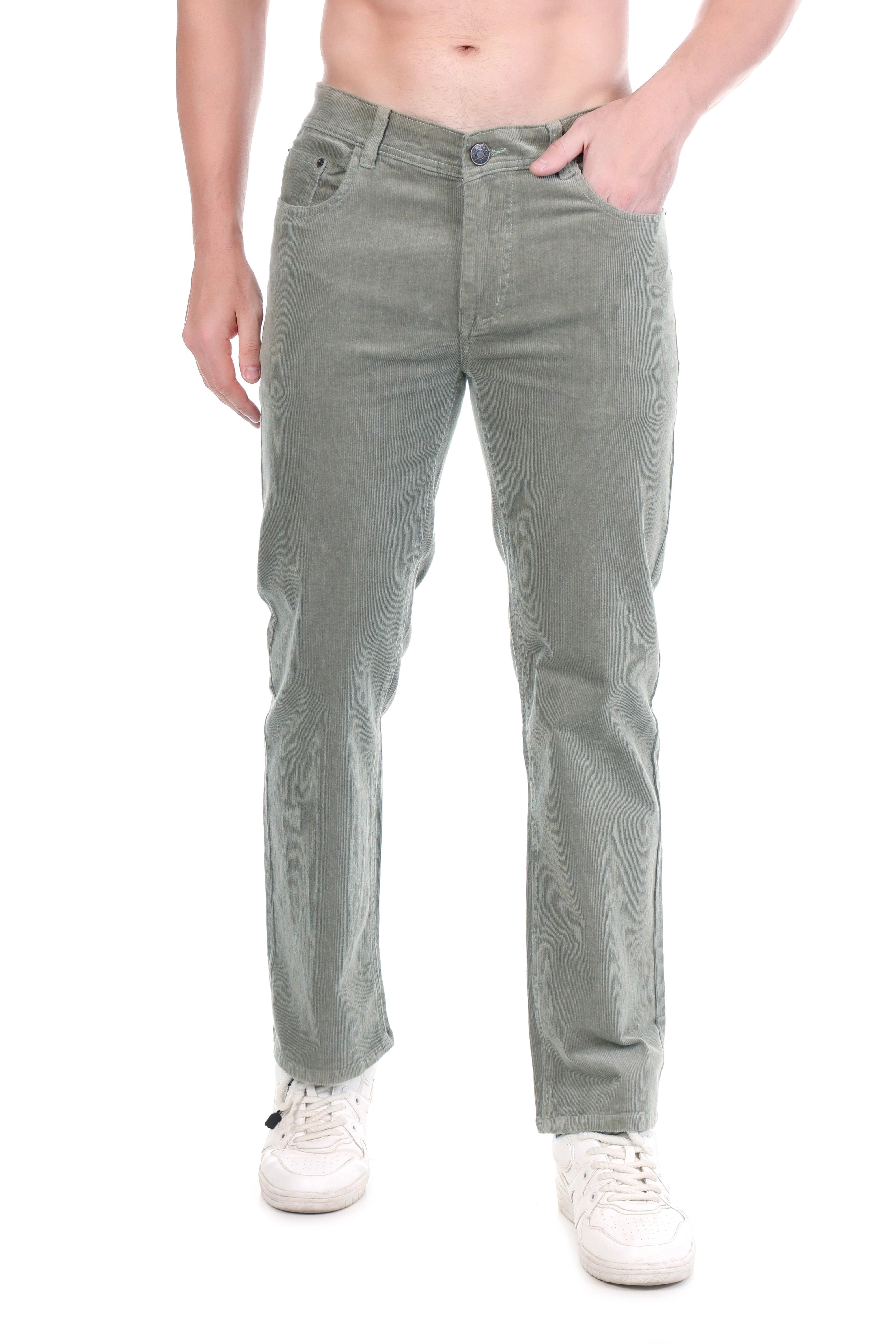 FLAKED Corduroy Straight Fit  Stretchable Jeans– Ash Grey