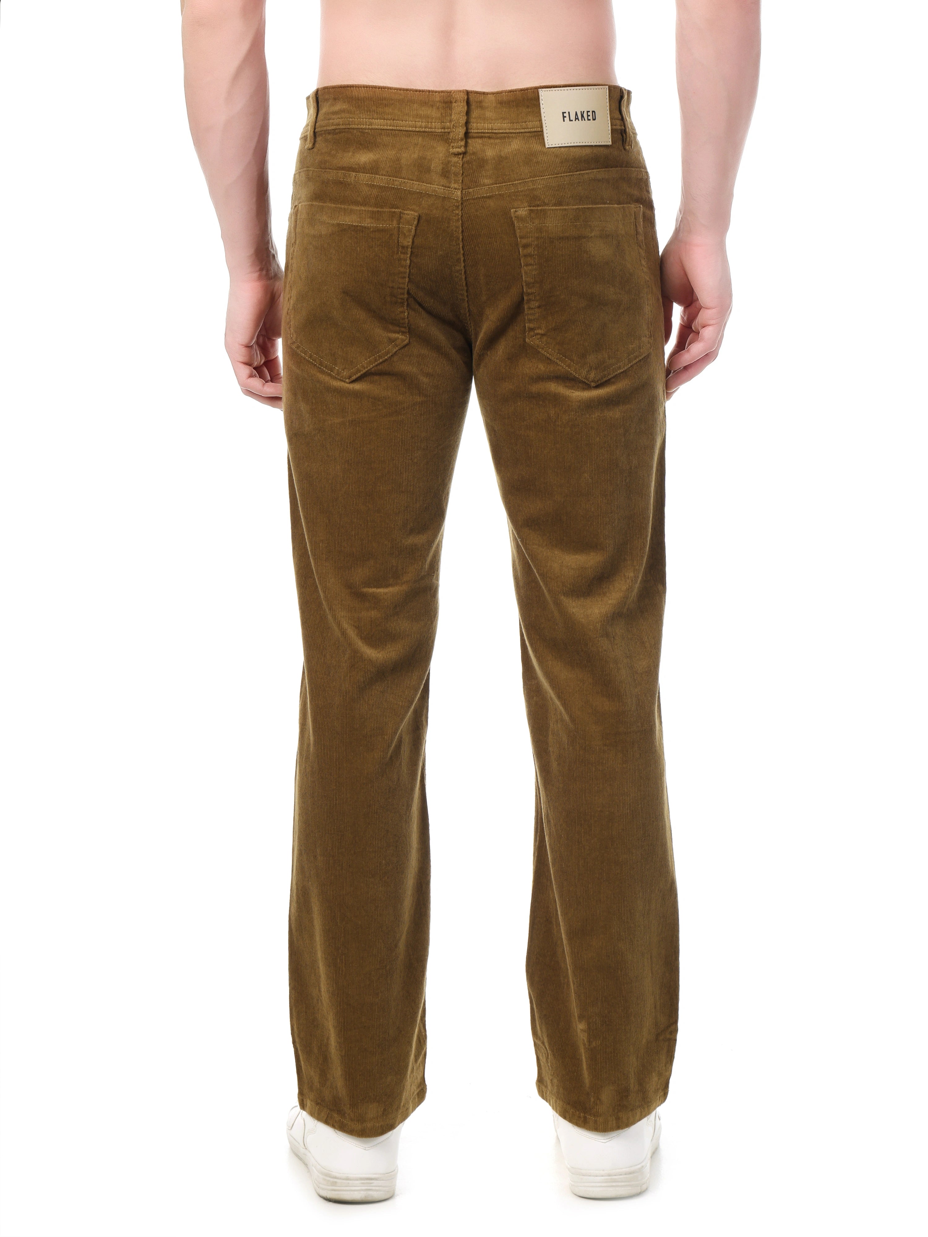 FLAKED Corduroy Straight Fit  Stretchable Jeans–Bronze Tan