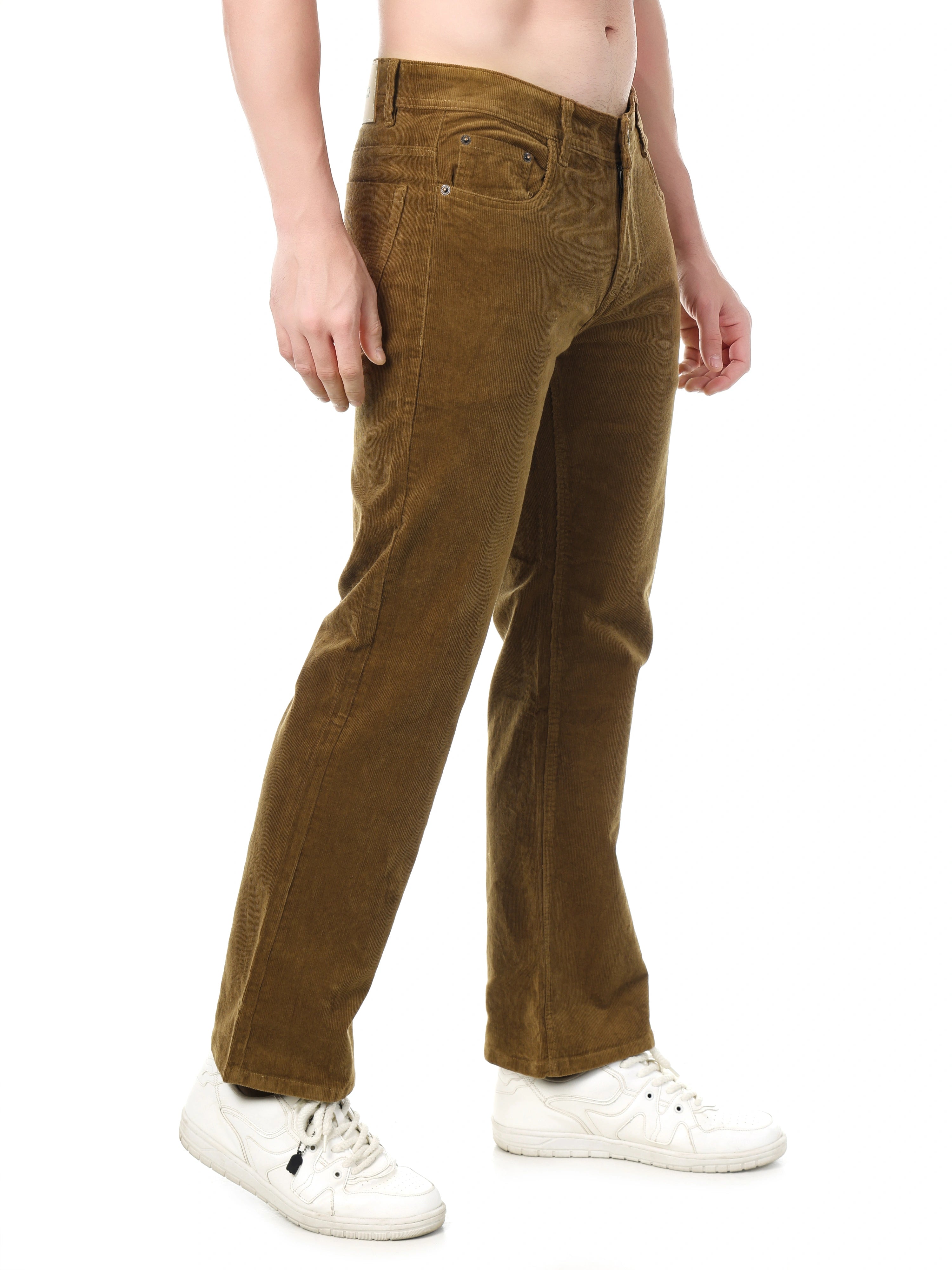FLAKED Corduroy Straight Fit  Stretchable Jeans–Bronze Tan