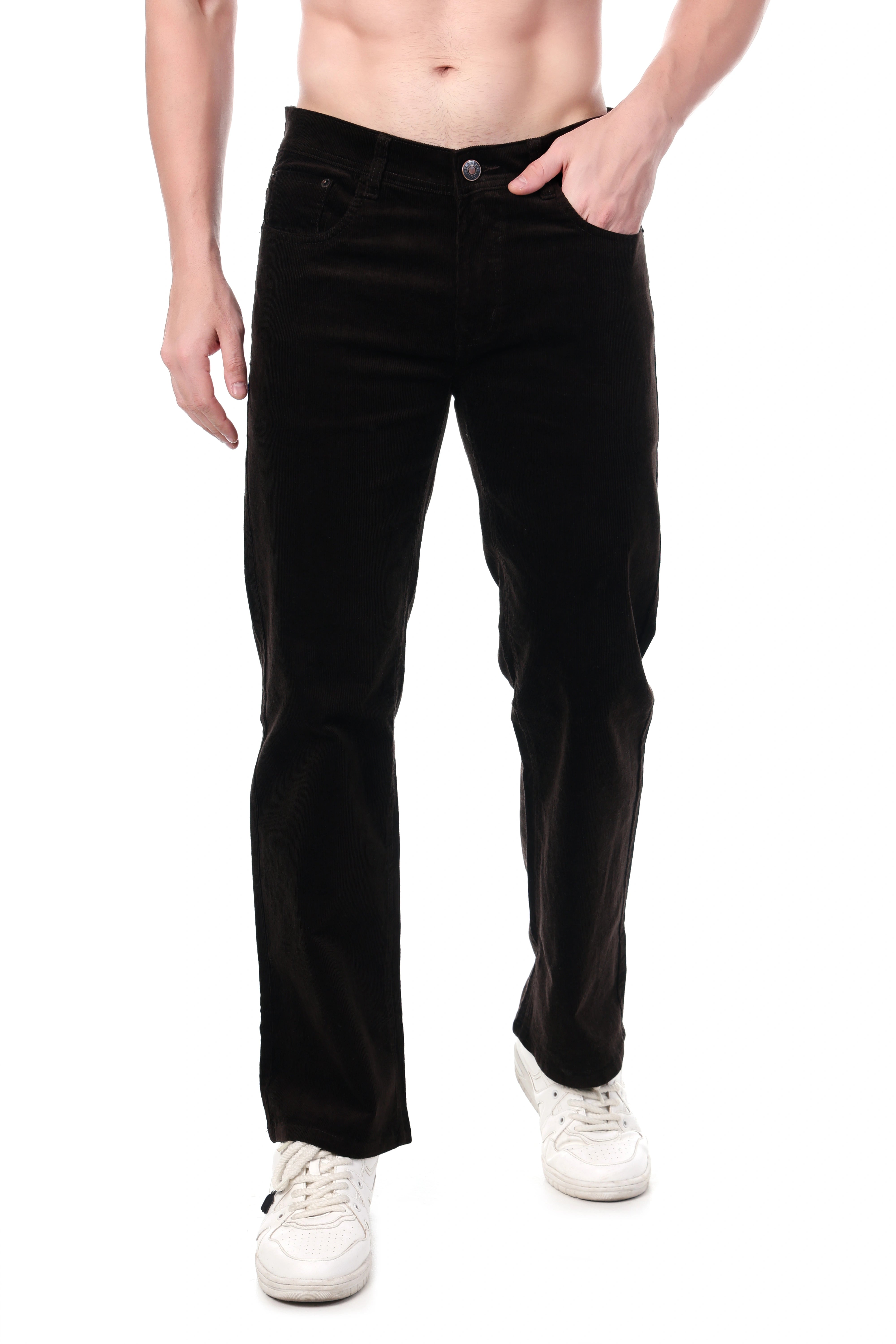 Corduroy Relaxed Fit Stretchable Jeans – Carbon Black