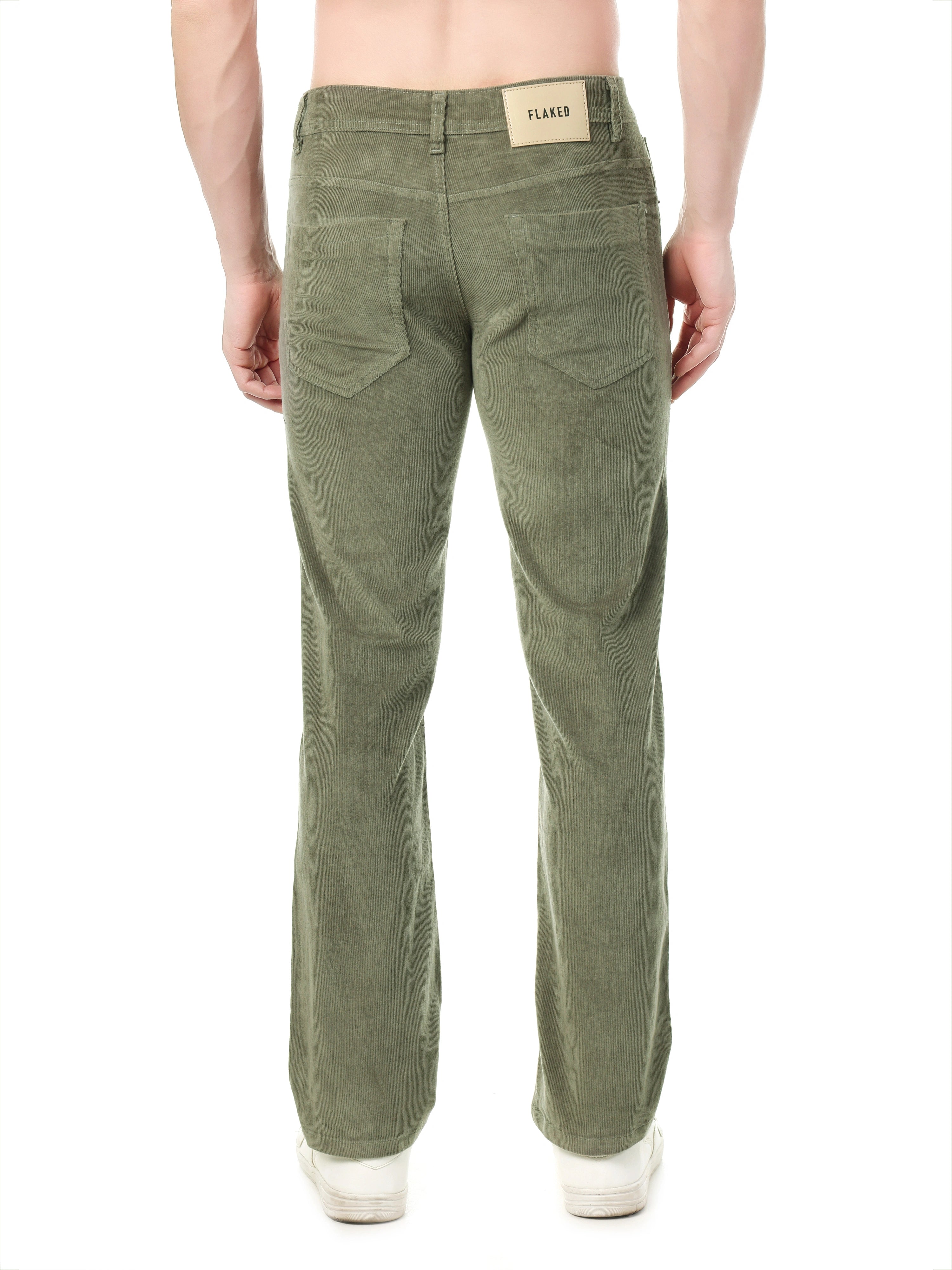 FLAKED Corduroy Straight Fit  Stretchable Jeans - Sage Green