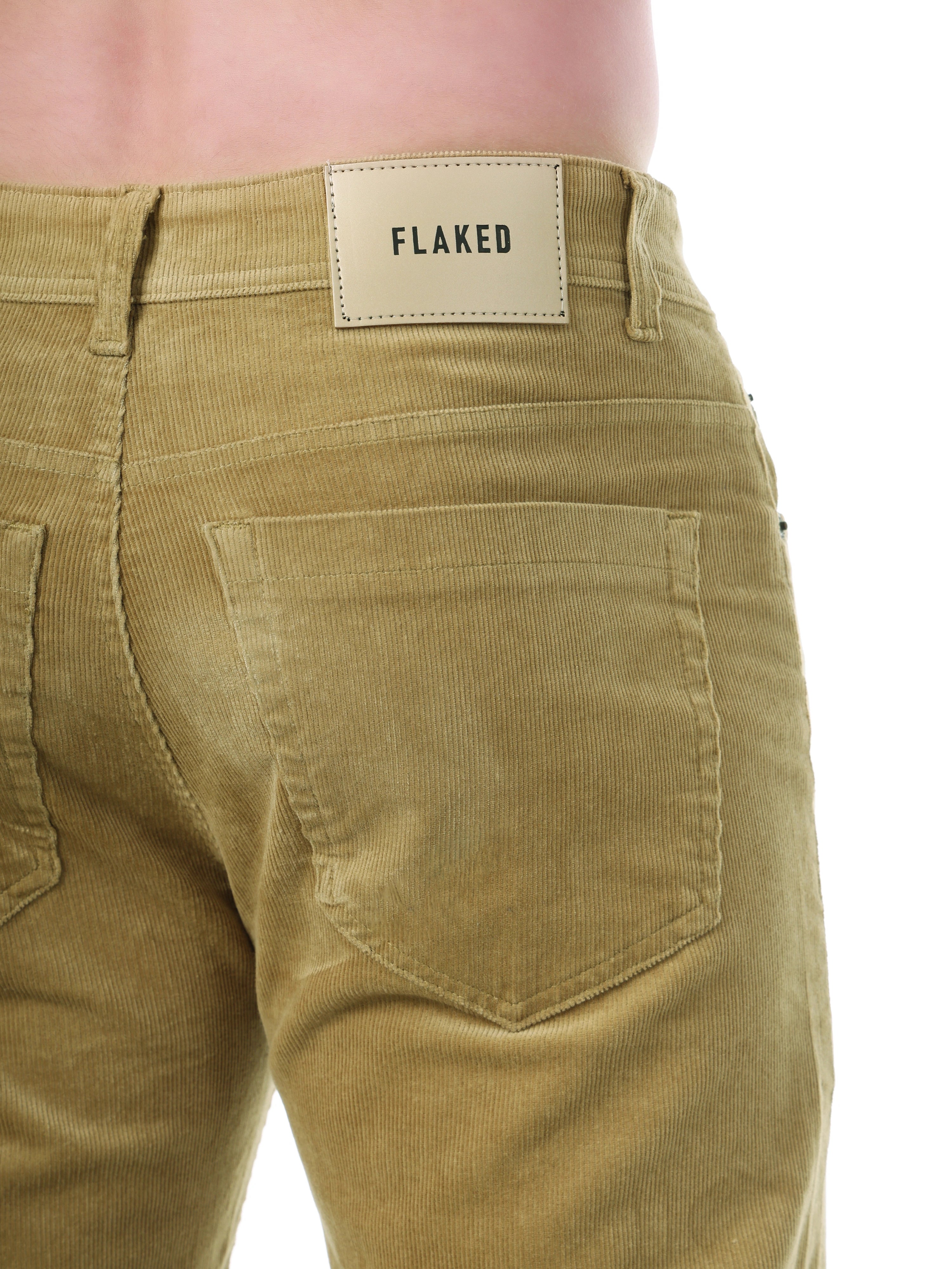 FLAKED Corduroy Straight Fit  Stretchable Jeans -  Soft Khaki