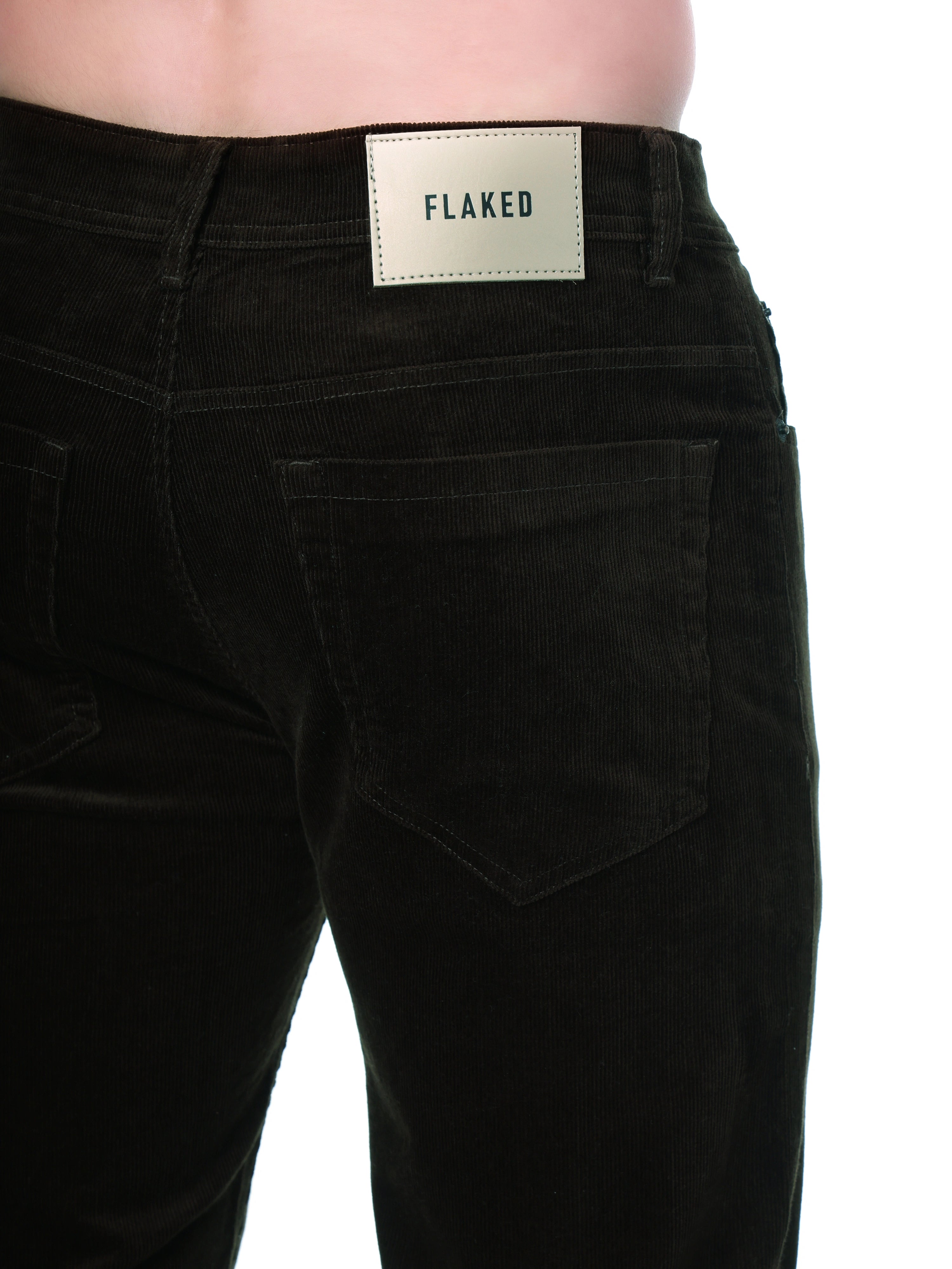 FLAKED Corduroy Straight Fit  Stretchable Jeans -  Woodland Olive