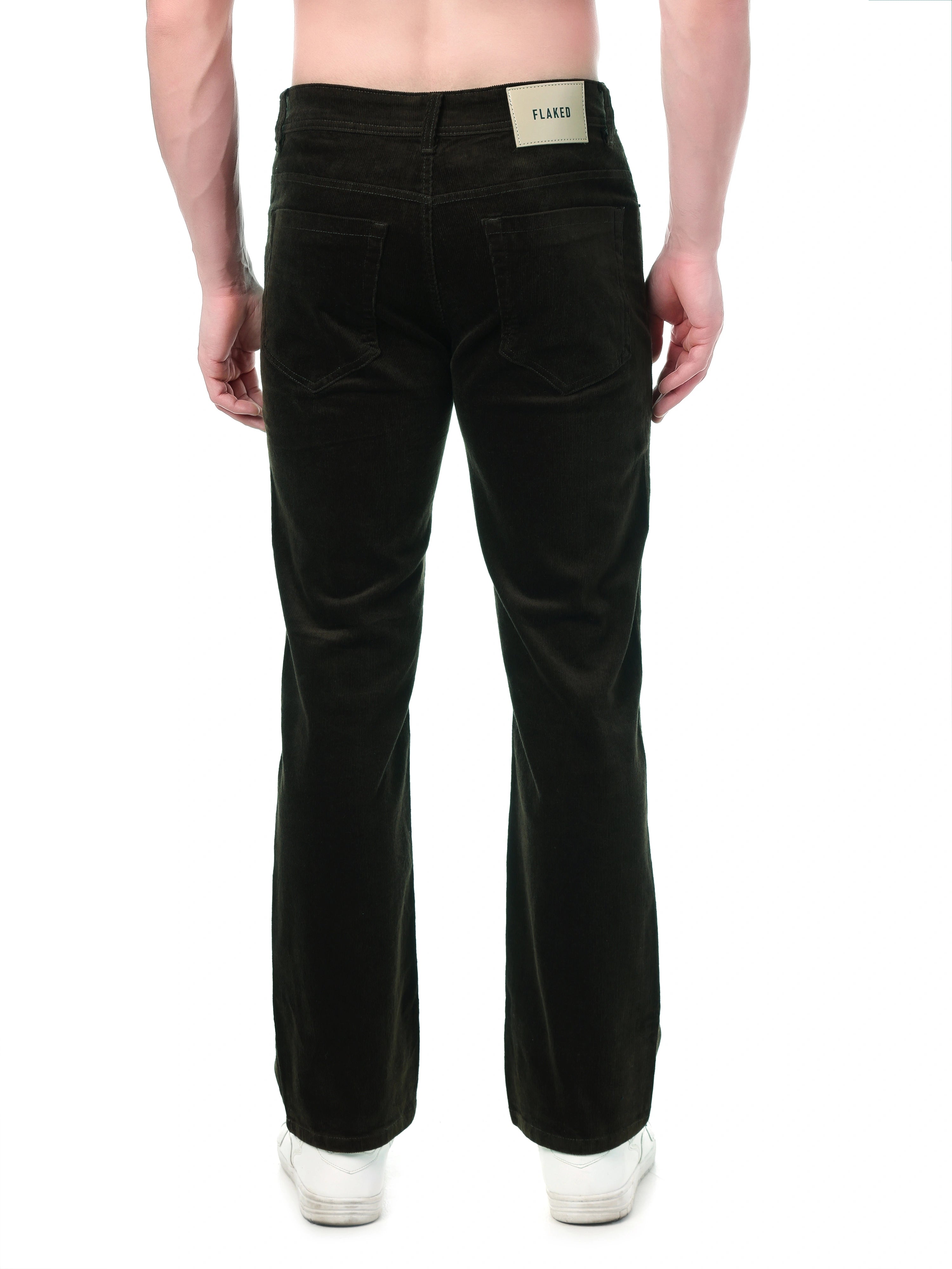 FLAKED Corduroy Straight Fit  Stretchable Jeans -  Woodland Olive