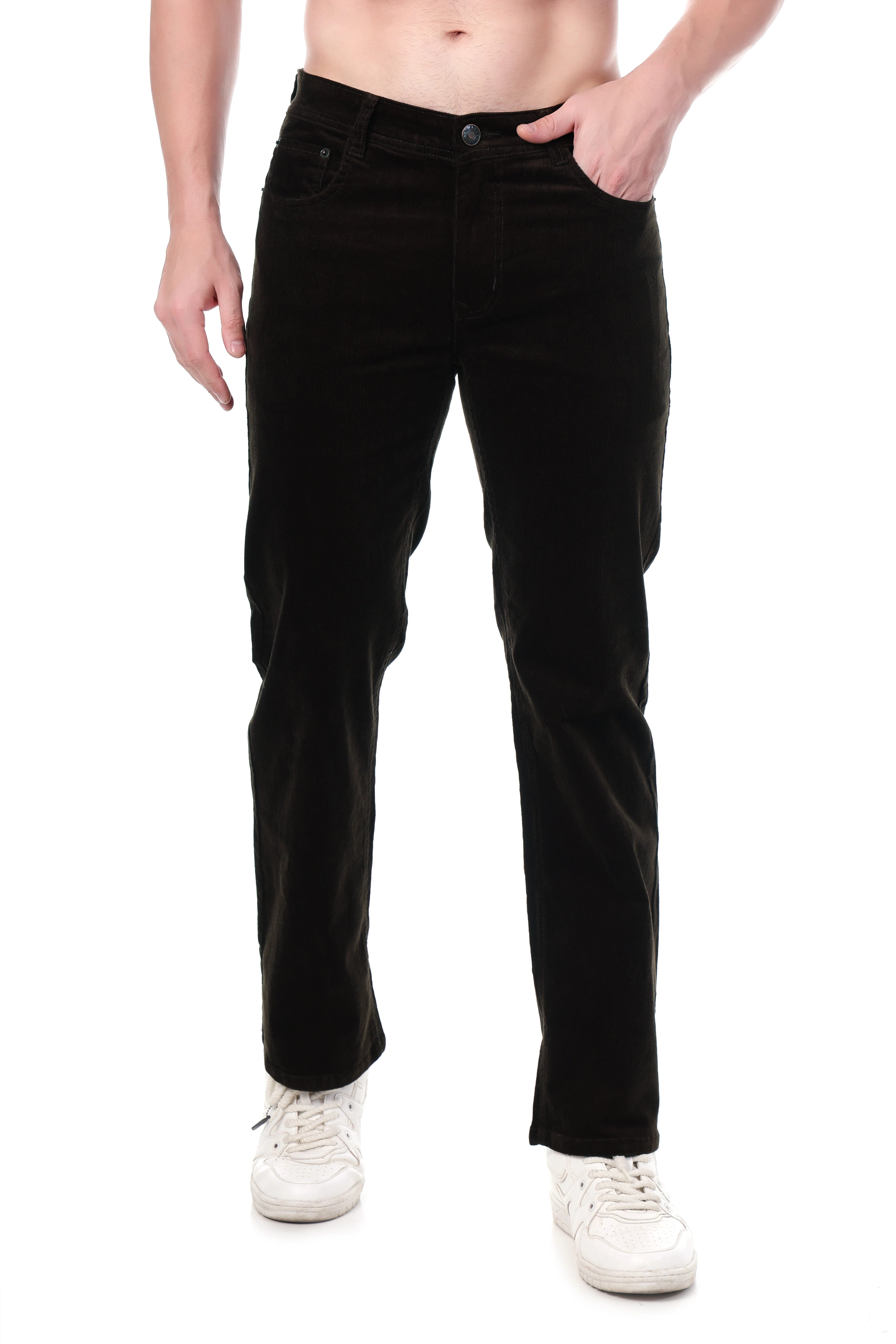 FLAKED Corduroy Straight Fit  Stretchable Jeans -  Woodland Olive