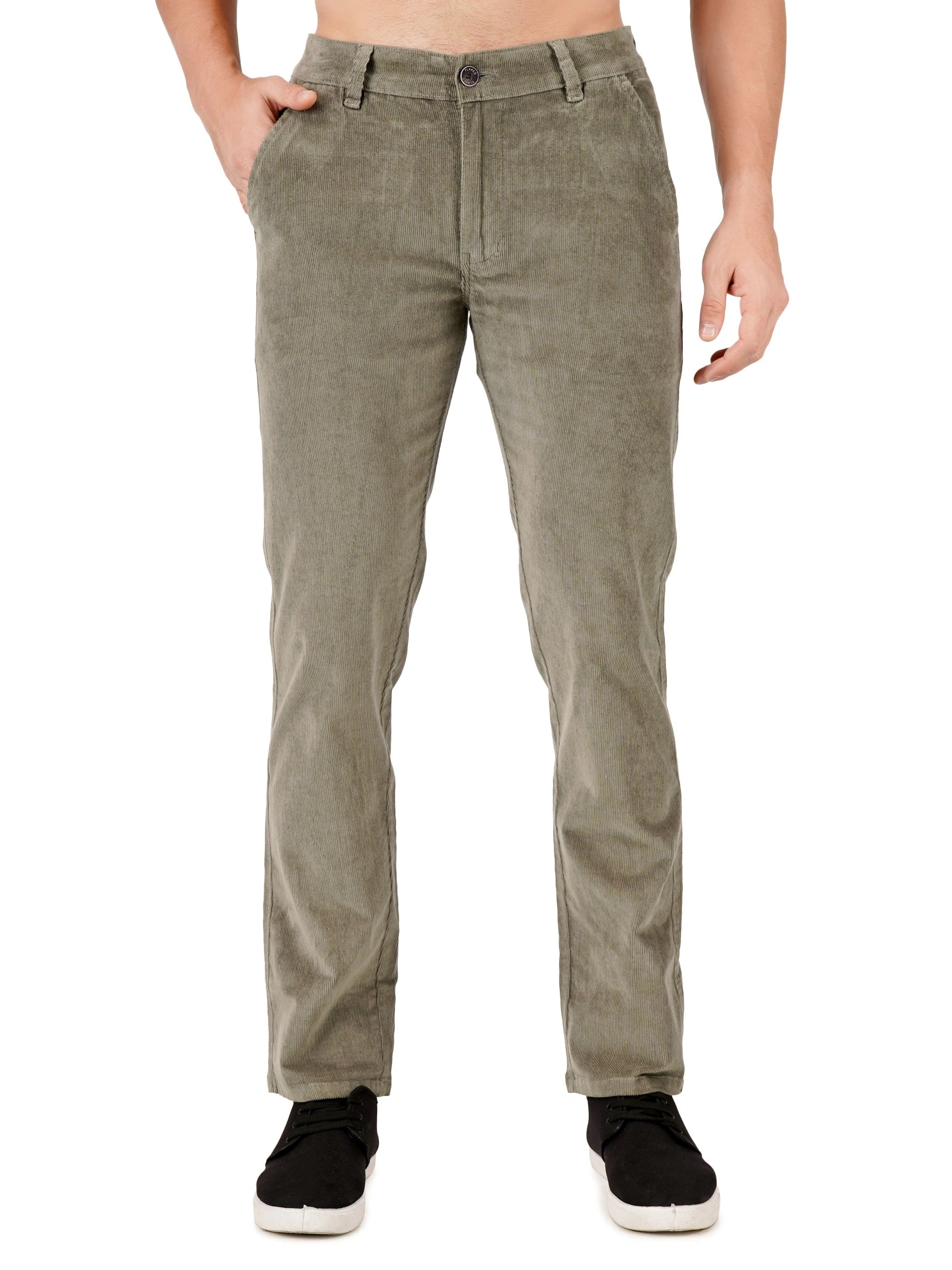 Corduroy Regular Fit Stretchable Trouser – Ash Grey
