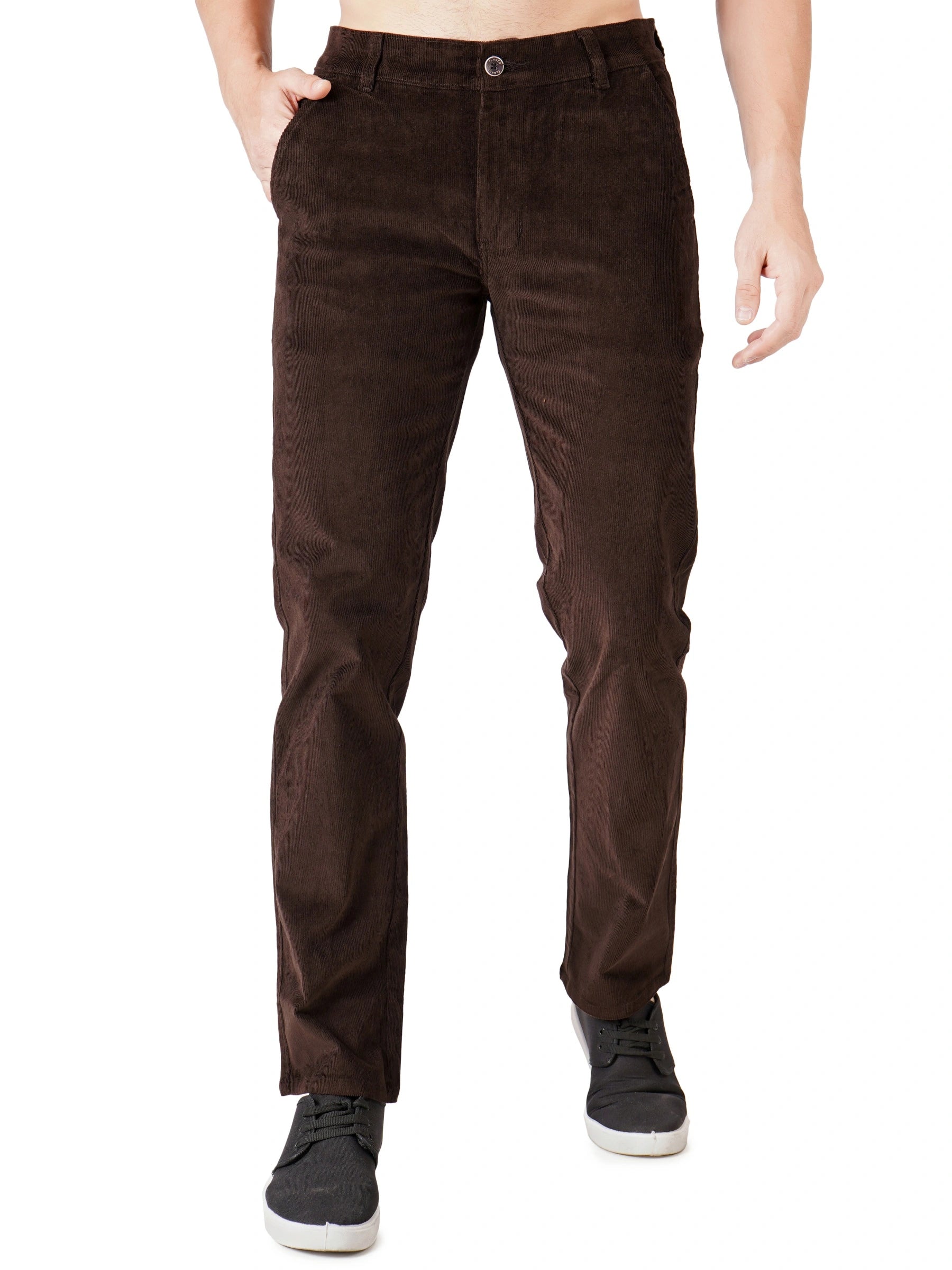 Corduroy Regular Fit Stretchable Trouser – Dark Roast