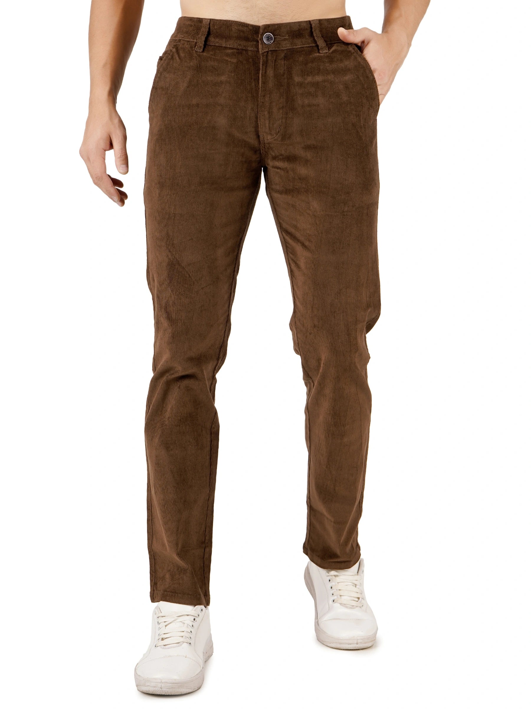 Corduroy Regular Fit Stretchable Trouser – Espresso Brown