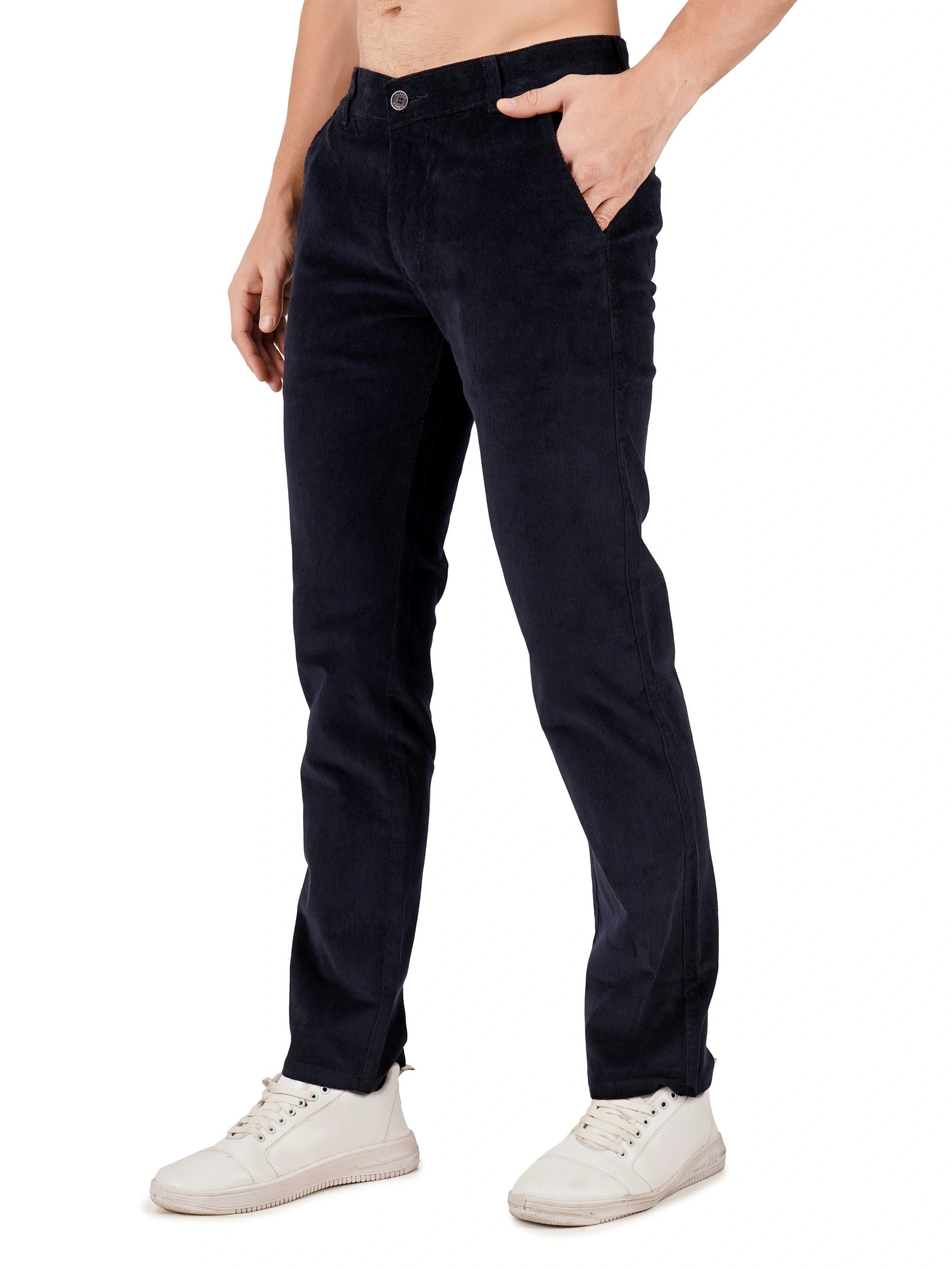 Corduroy Regular Fit Stretchable Trouser – Midnight Navy