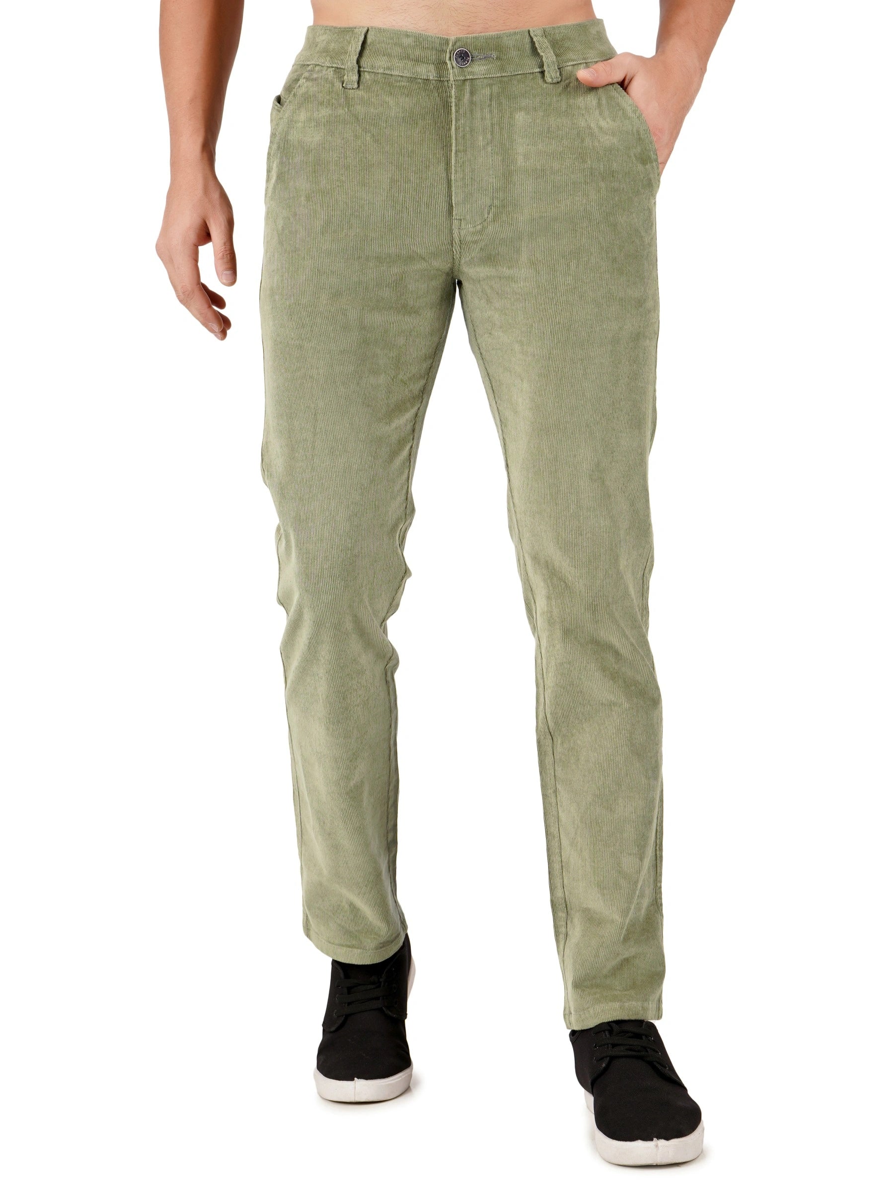 Corduroy Regular Fit Stretchable Trouser – Sage Green