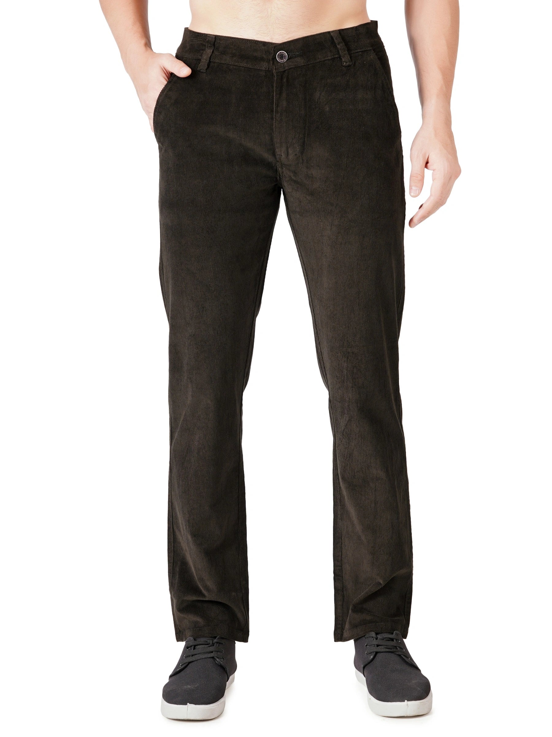 Corduroy Regular Fit Stretchable Trouser – Woodland Olive