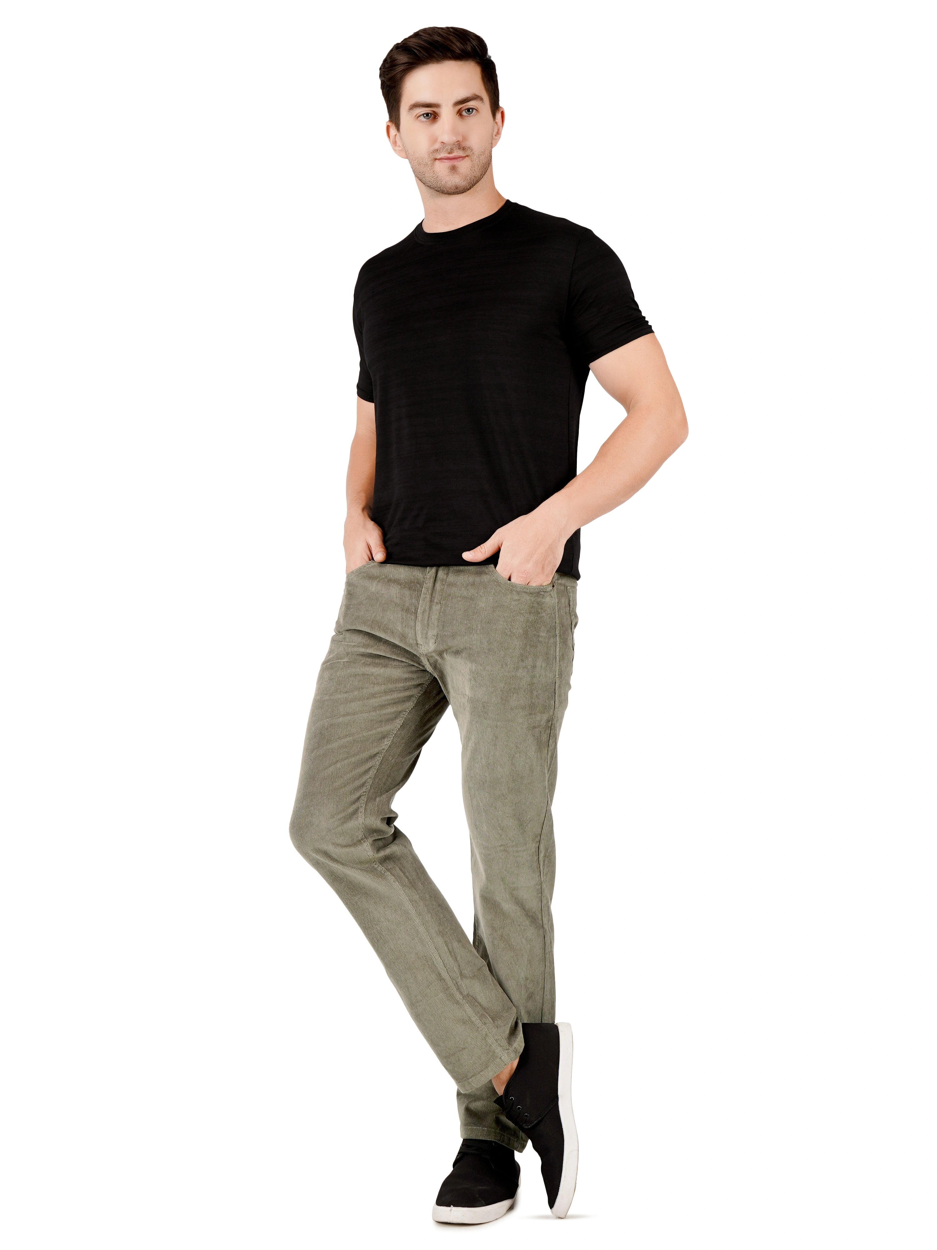 Corduroy Regular Fit Stretchable Jeans – Ash Grey