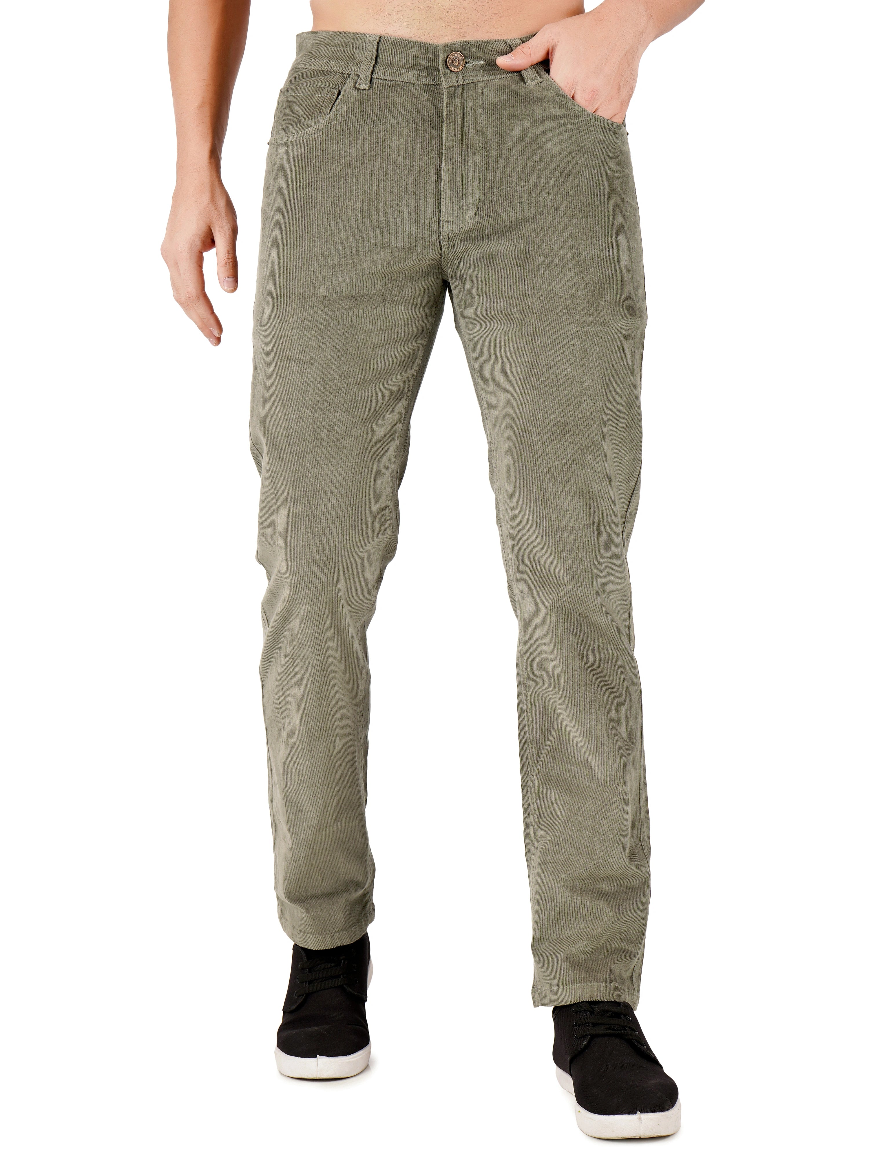 Corduroy Regular Fit Stretchable Jeans – Ash Grey