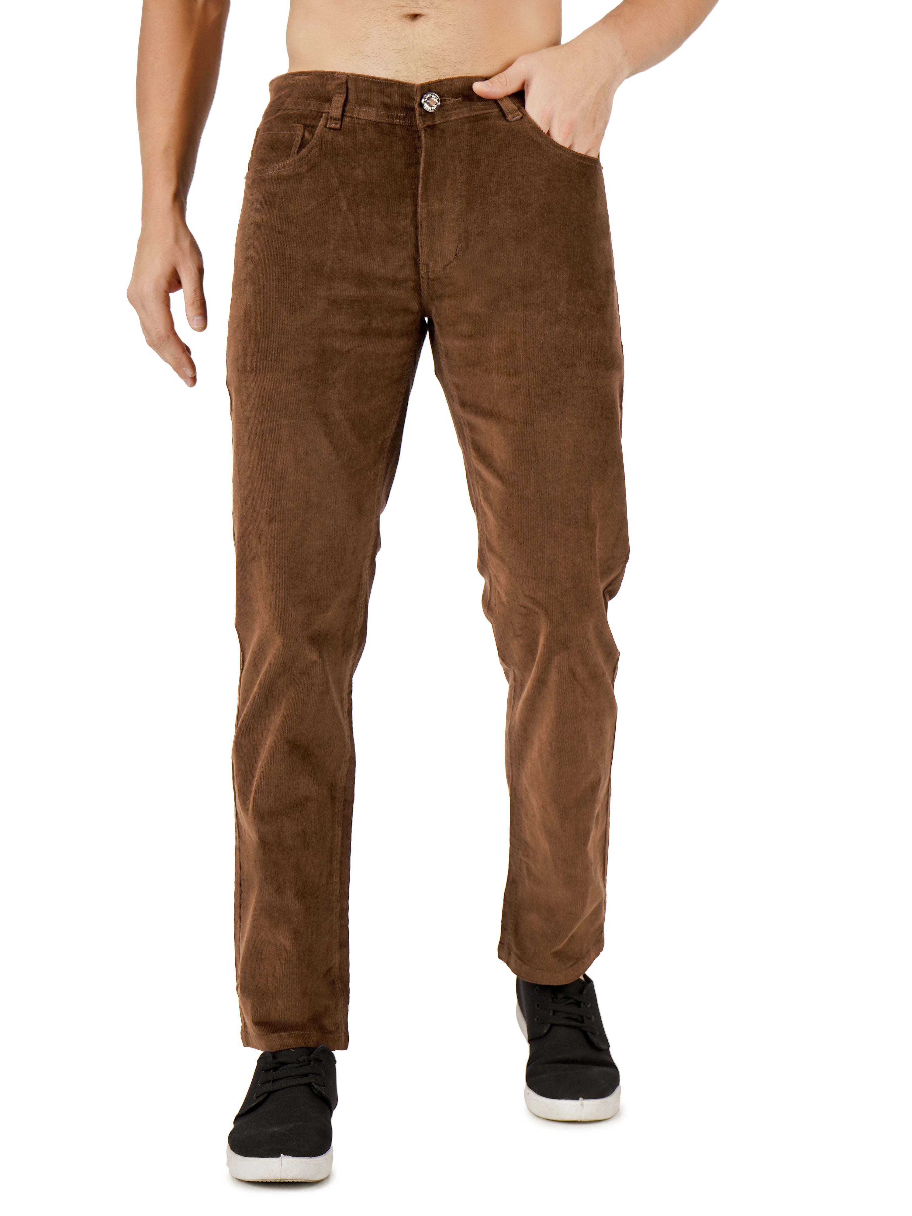Corduroy Regular Fit Stretchable Jeans – Espresso Brown