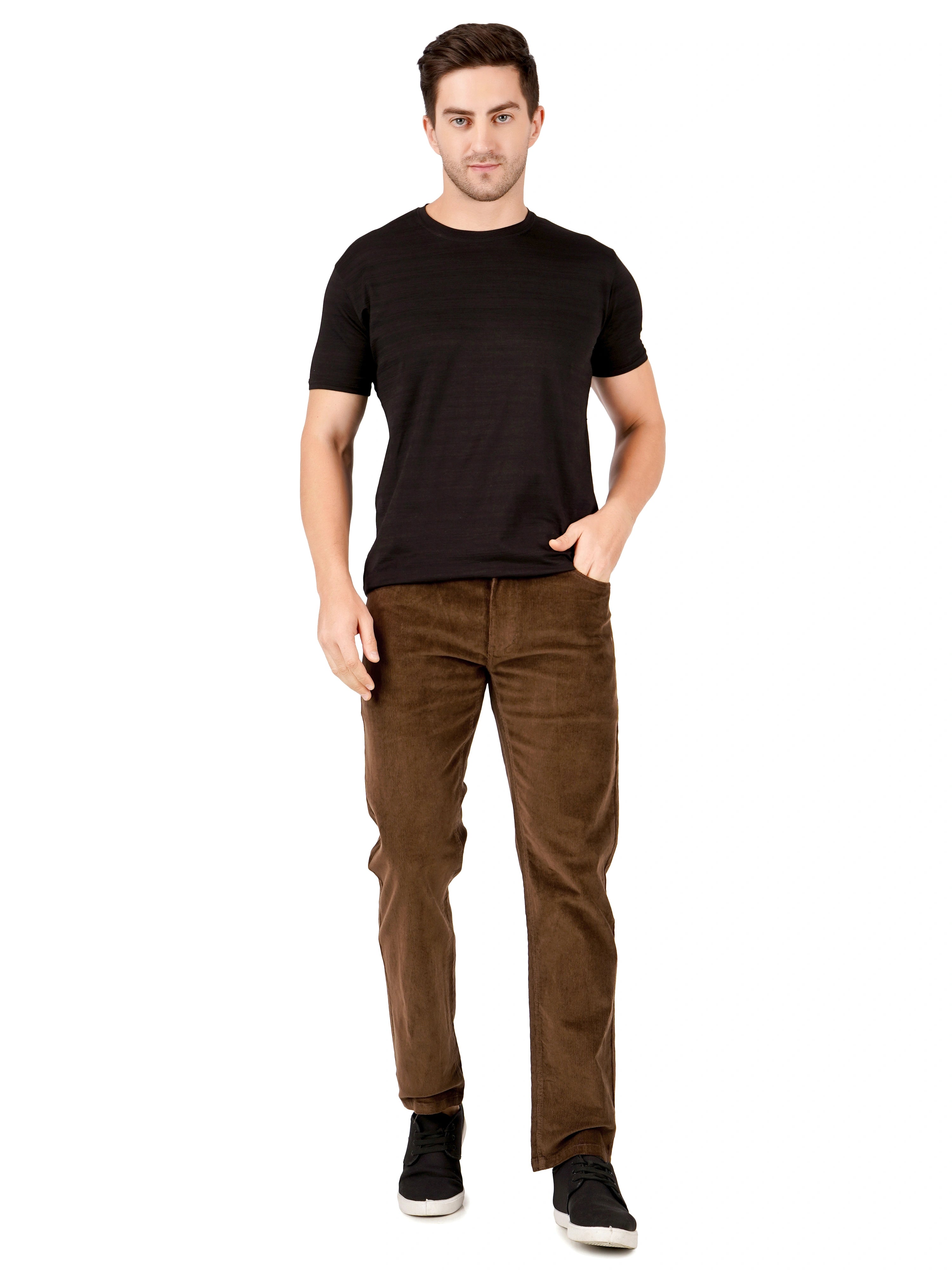 Corduroy Regular Fit Stretchable Jeans – Espresso Brown