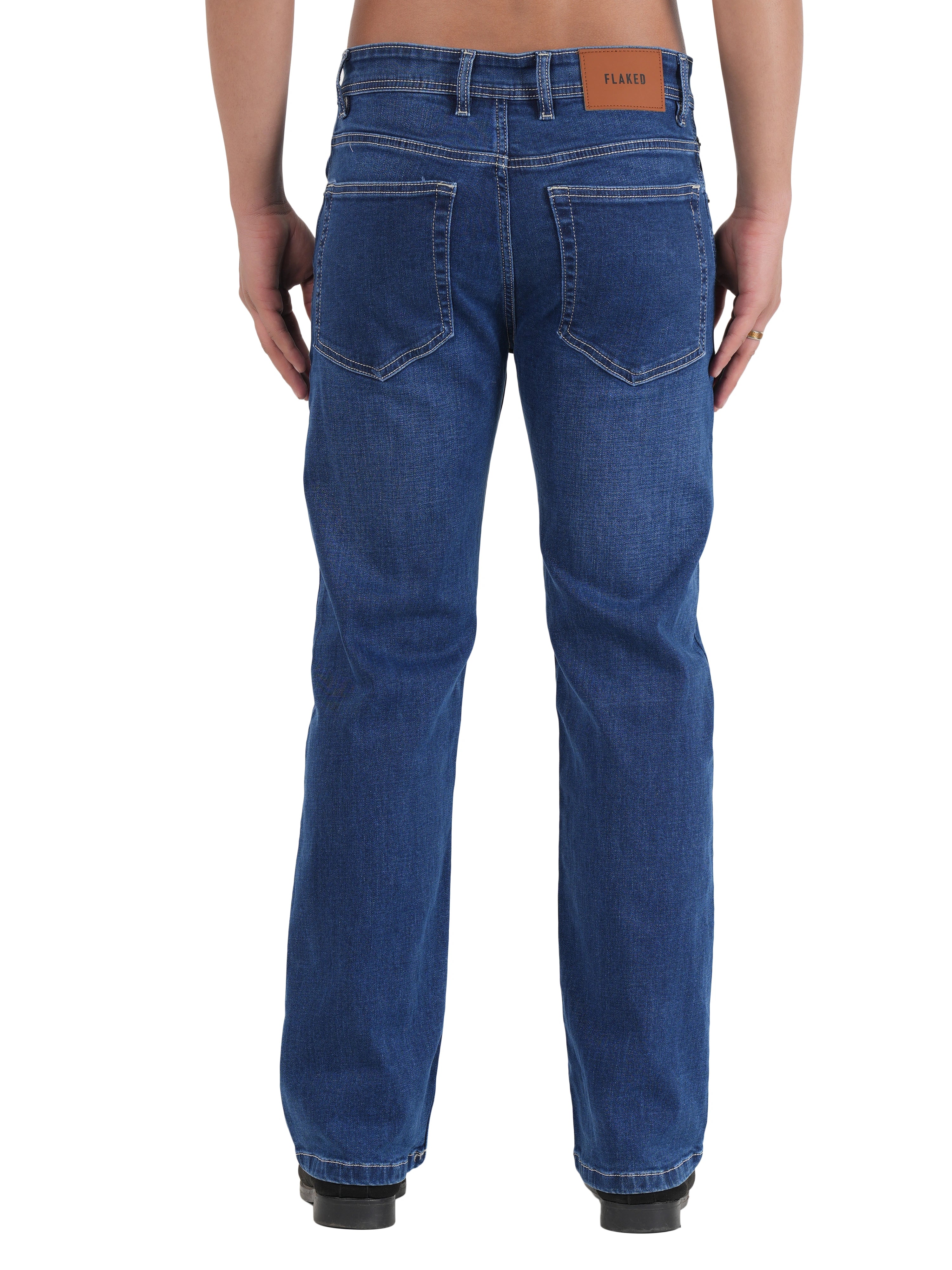 FLAKED Men’s Classic Indigo Straight Fit Stretch Denim Jeans