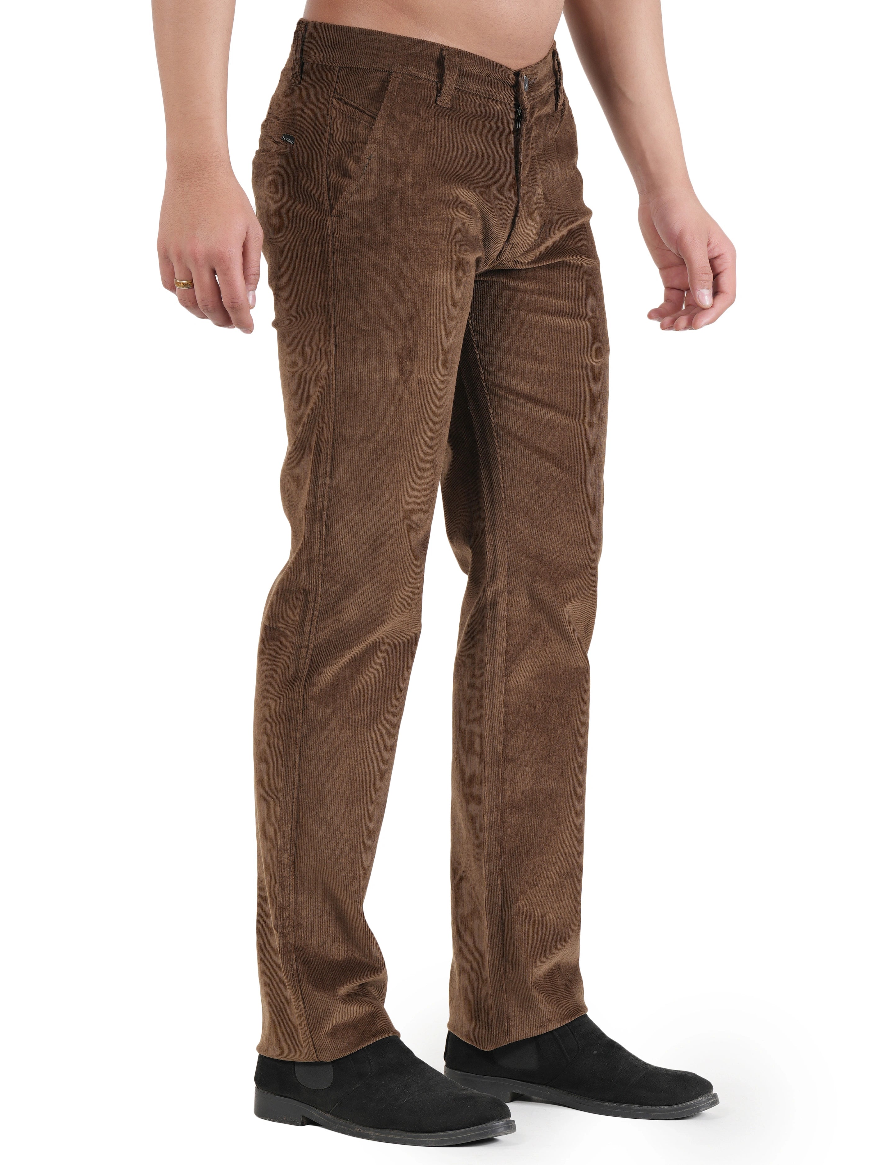 Corduroy Relaxed Fit Stretchable Trouser - Earthwood Brown