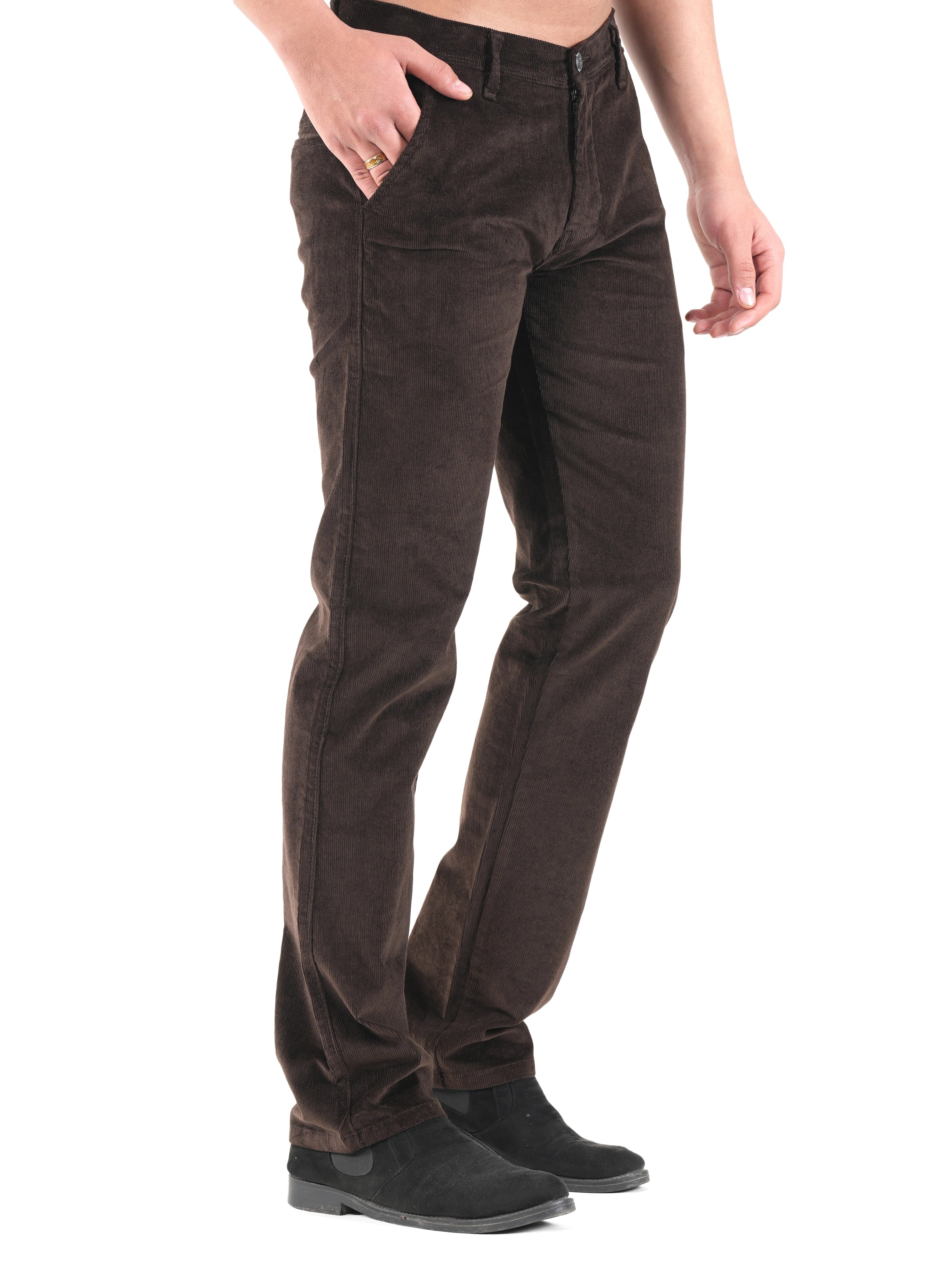 Corduroy Relaxed Fit Stretchable Trouser - Dark Roast