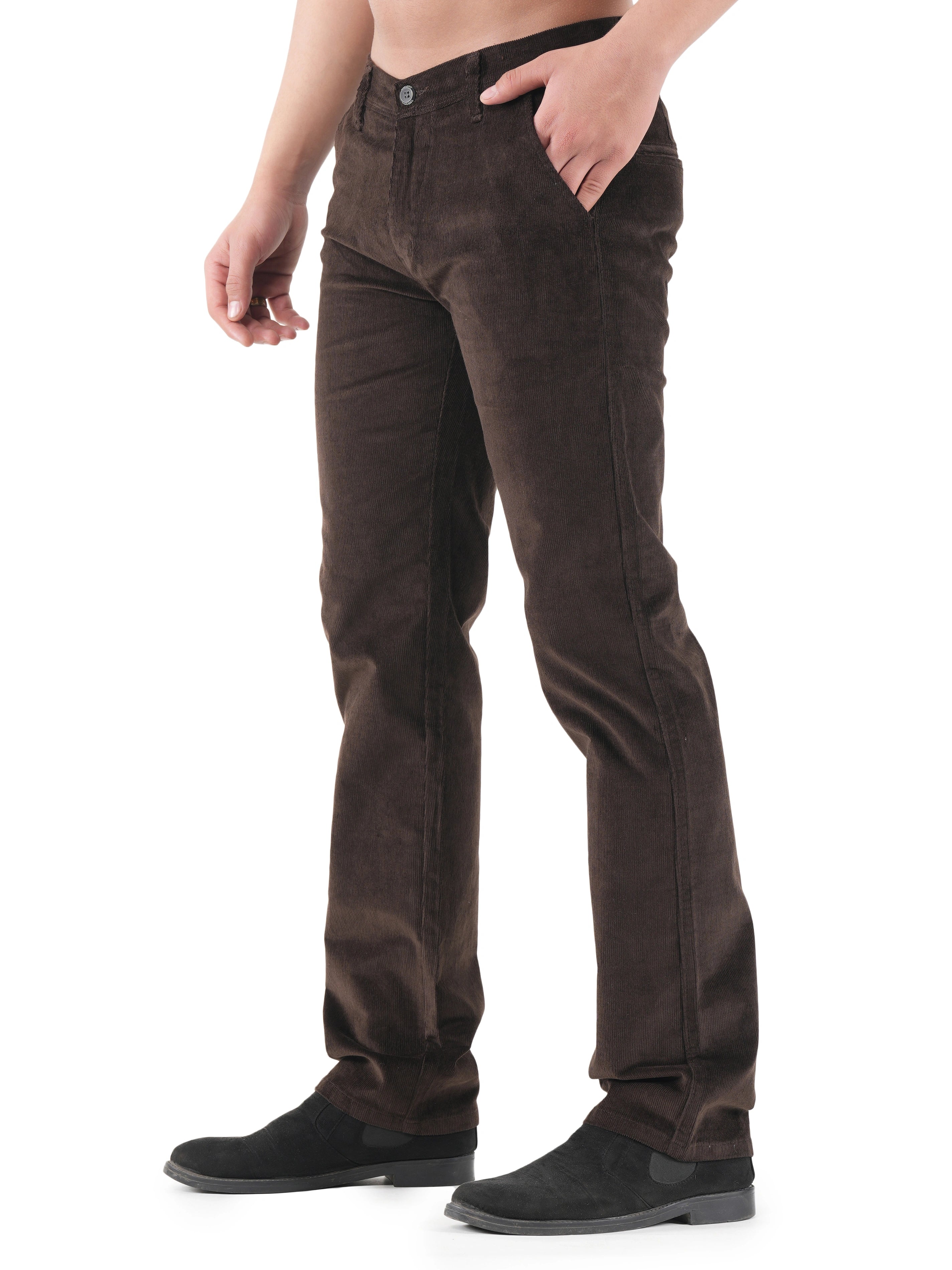 Corduroy Relaxed Fit Stretchable Trouser - Dark Roast