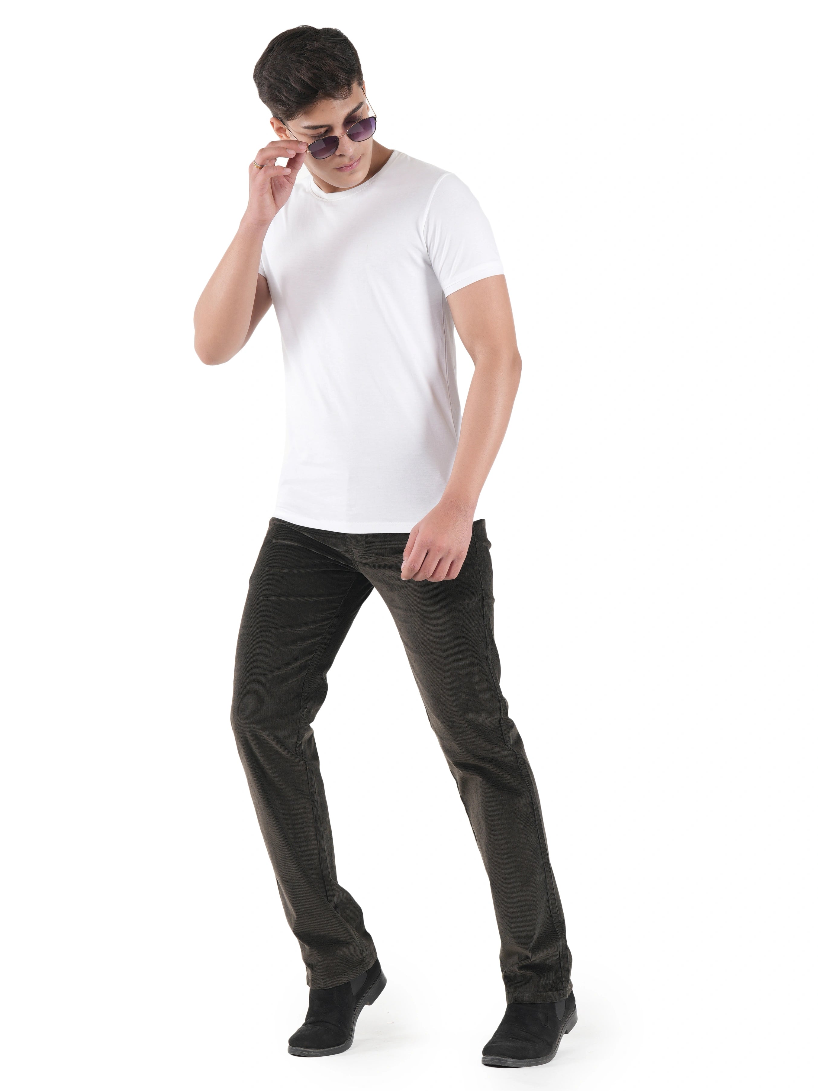 Corduroy Relaxed Fit Stretchable Trouser - Woodland Olive