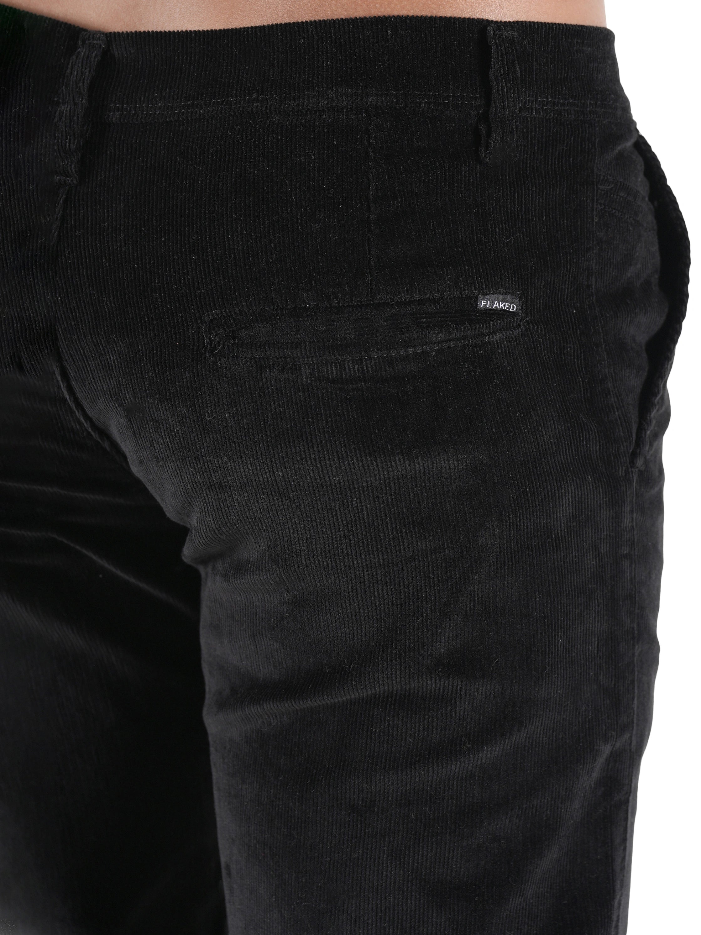 Flaked Corduroy Relaxed Fit Stretchable Trouser - Carbon Black