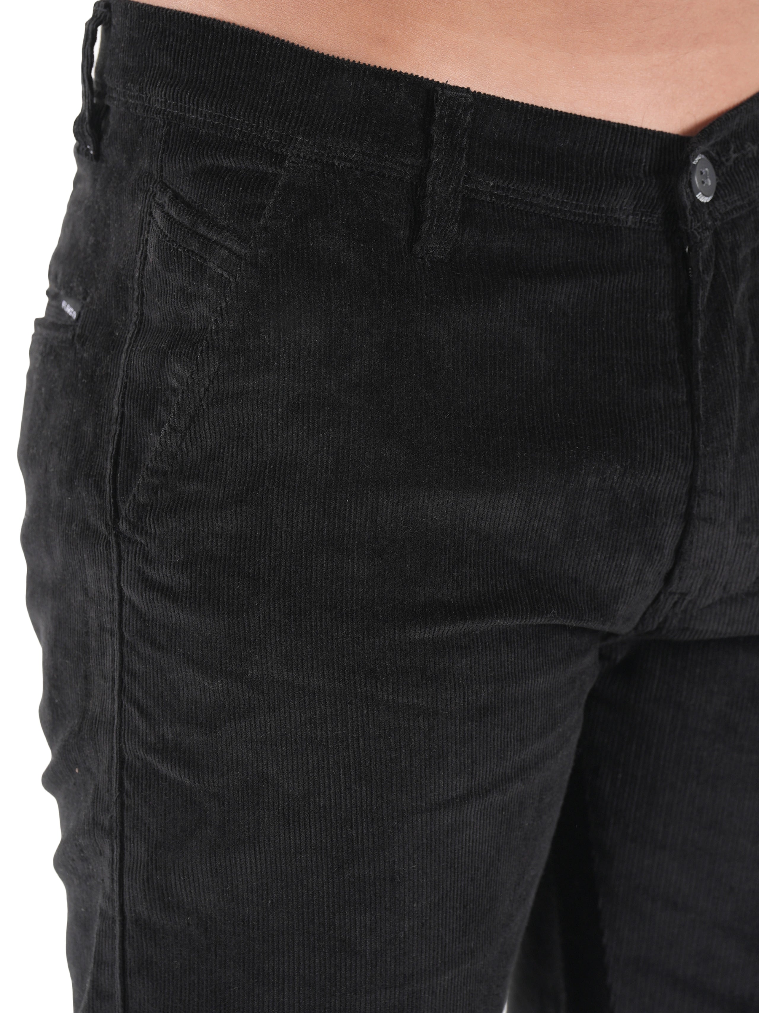 Flaked Corduroy Relaxed Fit Stretchable Trouser - Carbon Black