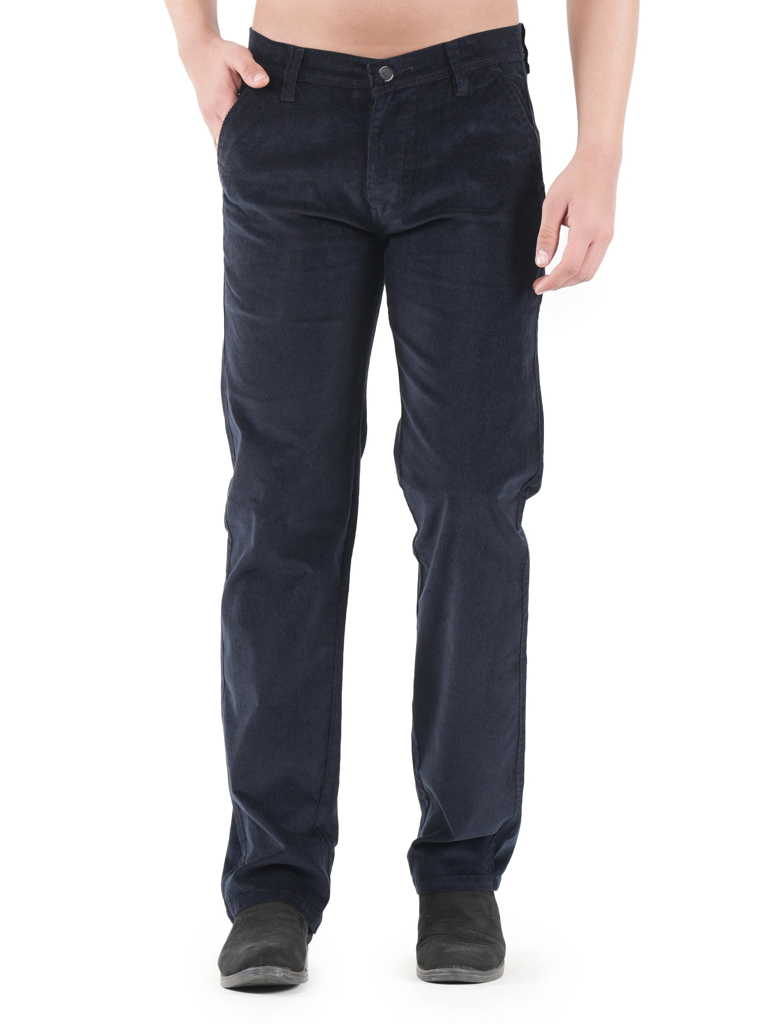 Corduroy Relaxed Fit Stretchable Trouser - Midnight Navy