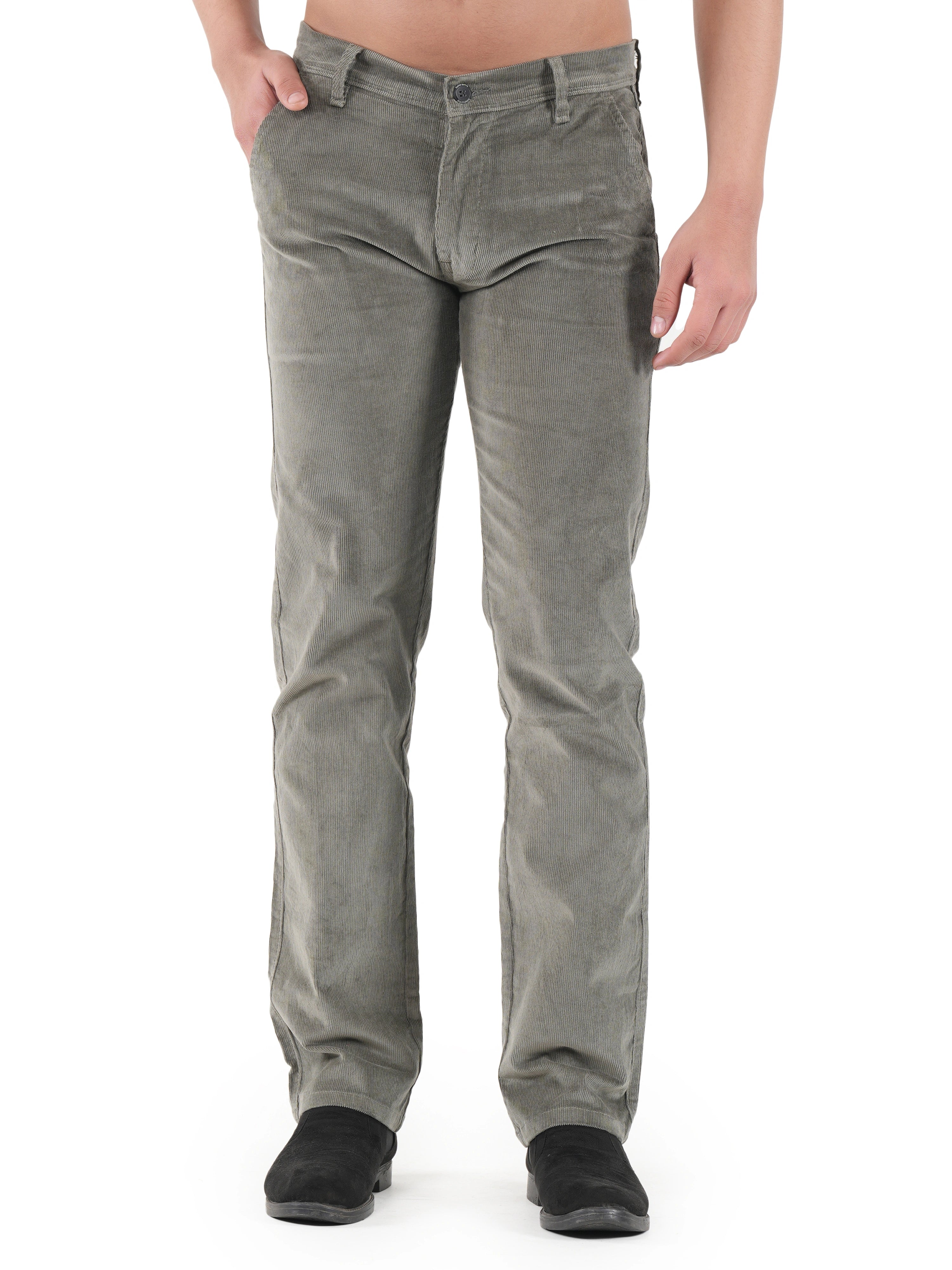 Corduroy Relaxed Fit Stretchable Trouser - Ash Grey