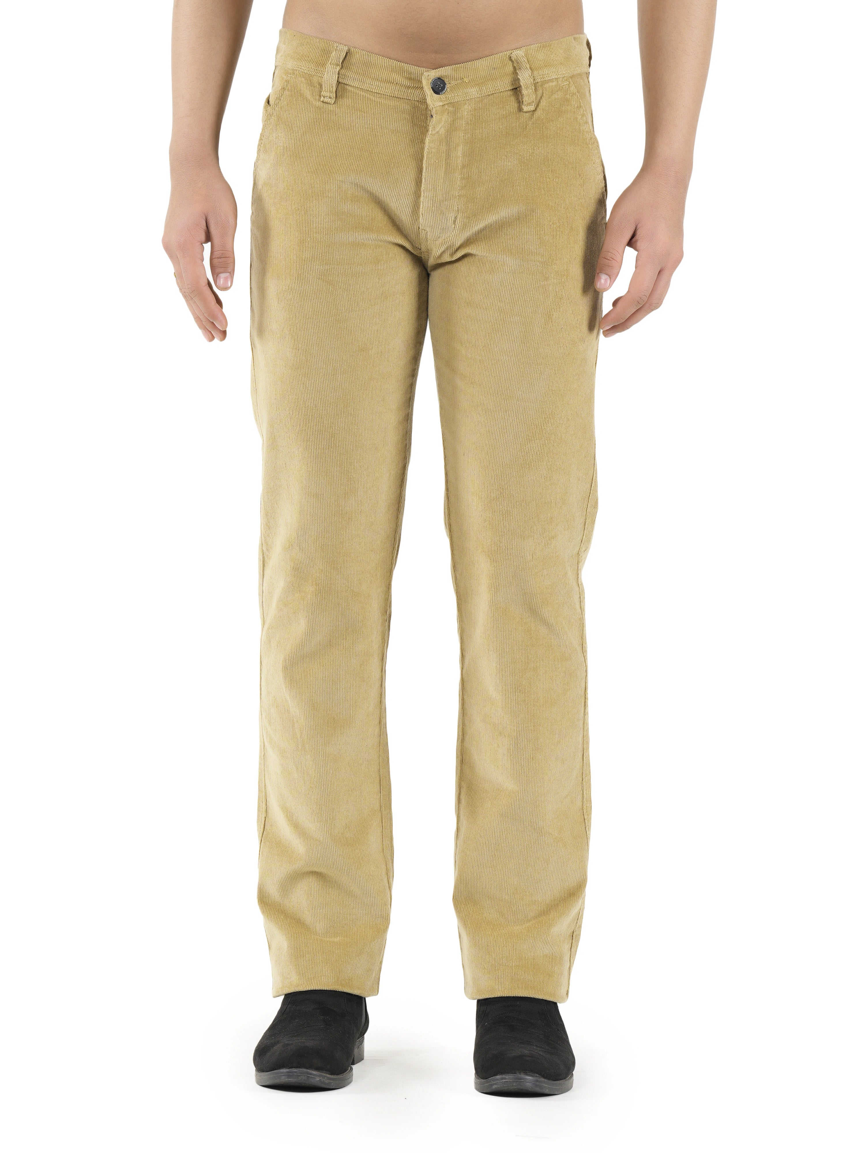Corduroy Relaxed Fit Stretchable Trouser - Soft Khaki