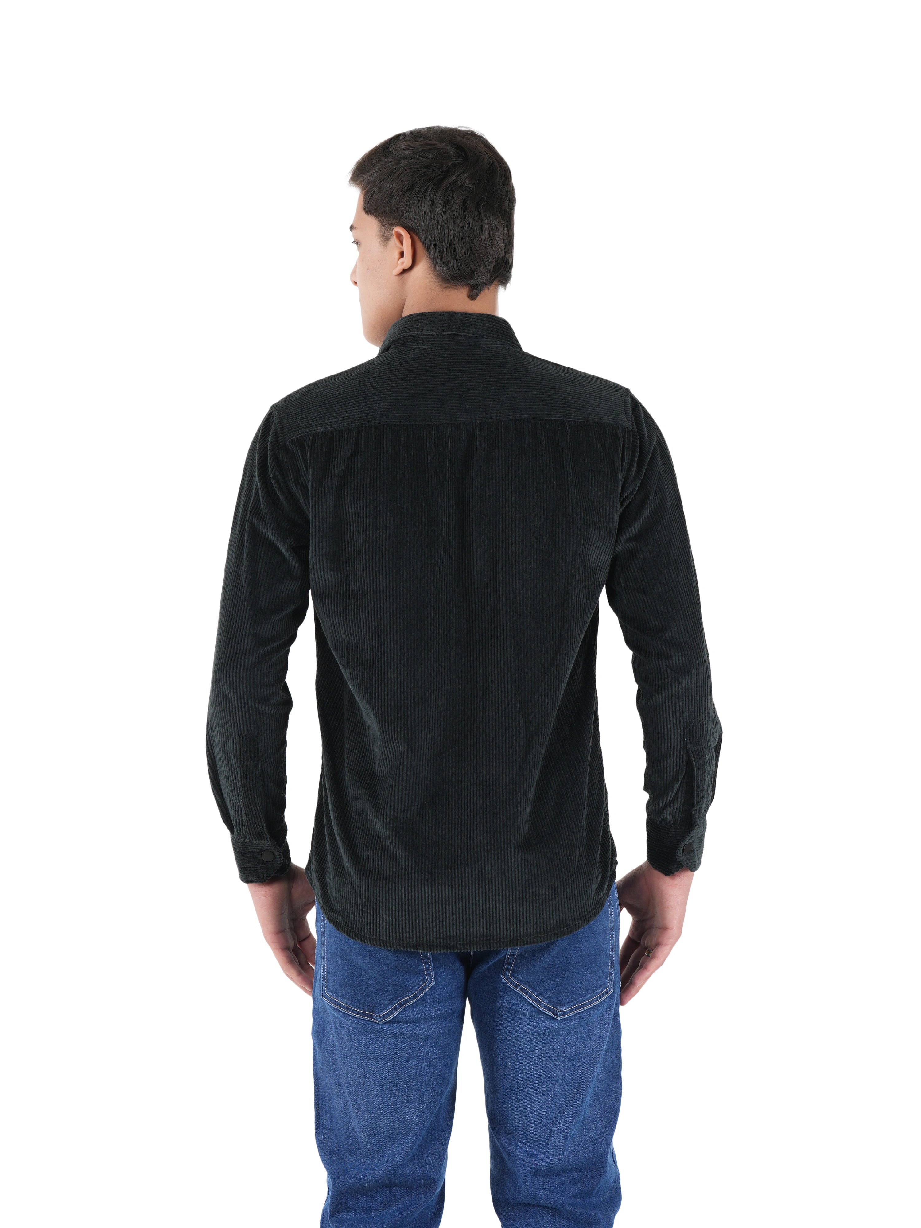 Flaked Corduroy Deep Teal Mid Wale Shirt