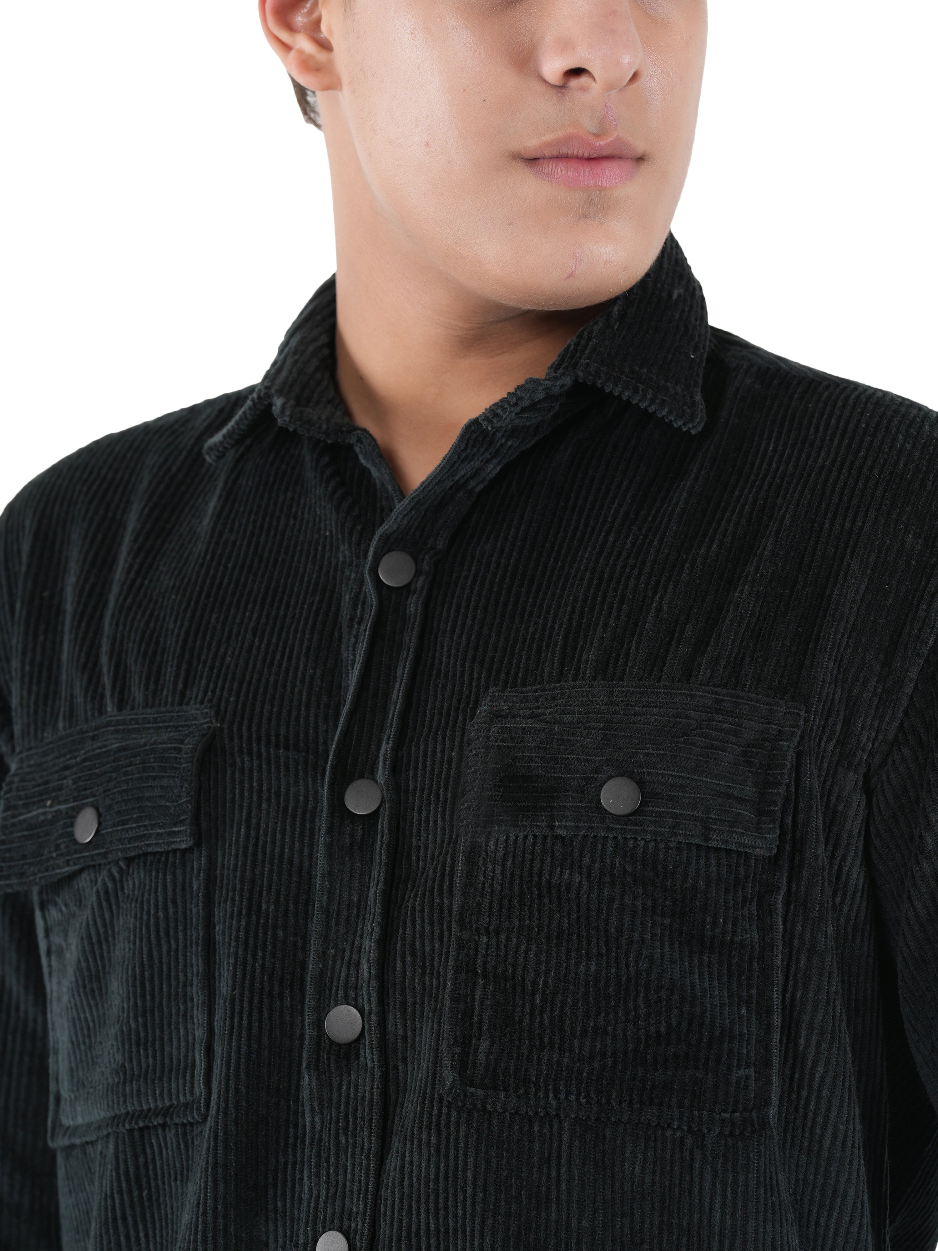 Flaked Corduroy Deep Teal Mid Wale Shirt