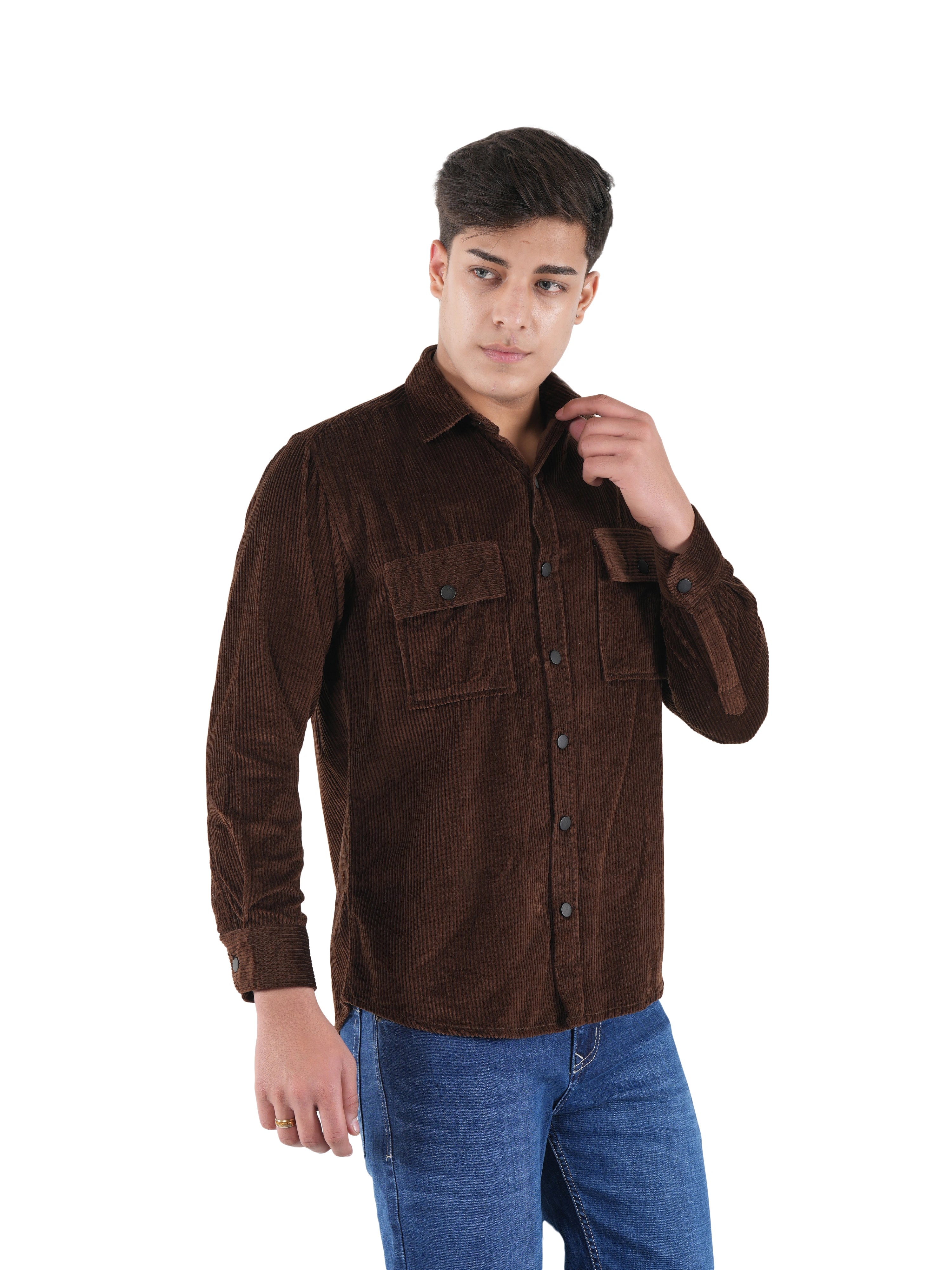 Flaked Corduroy Dark Mocha Mid Wale Shirt