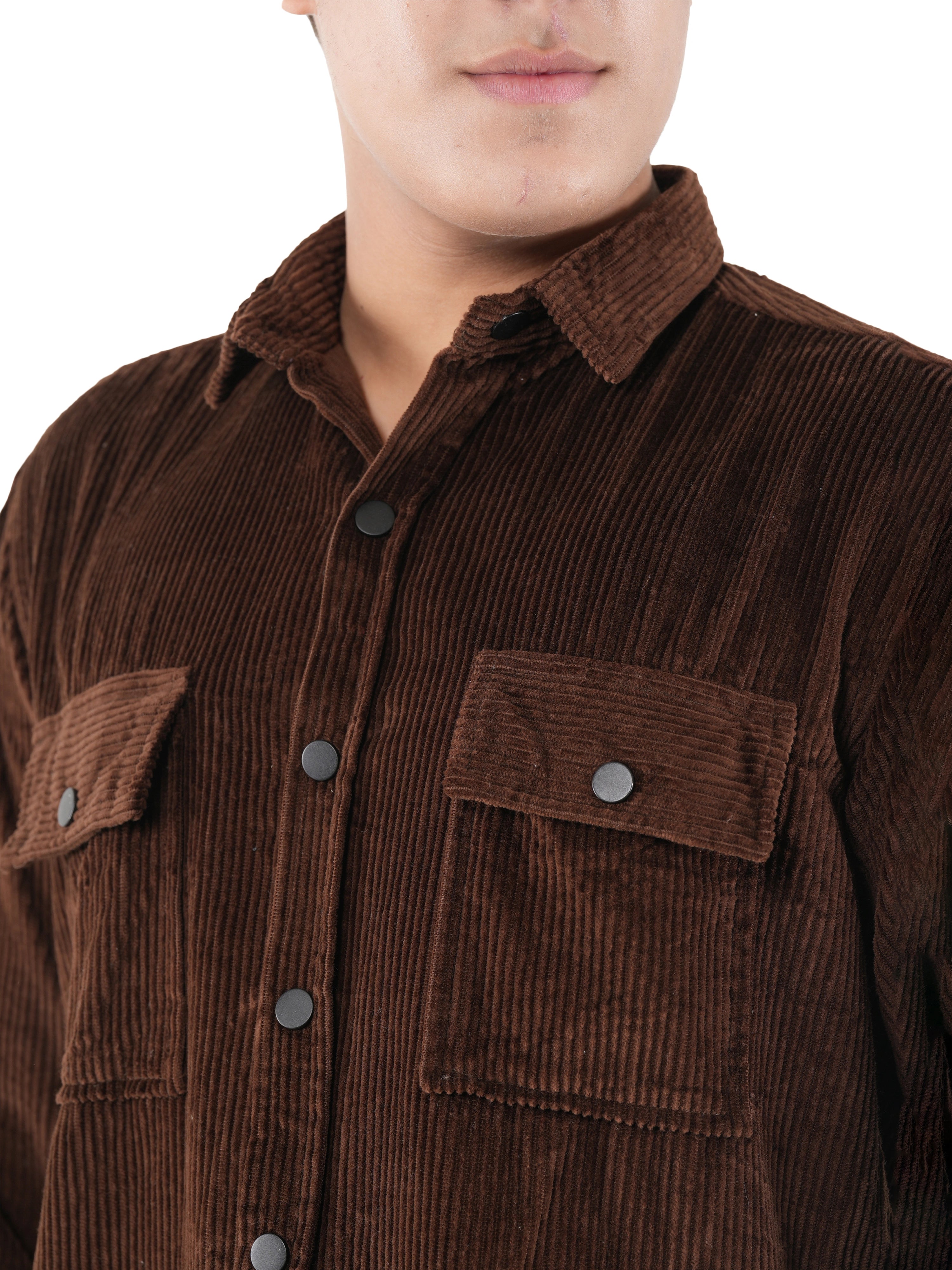 Flaked Corduroy Dark Mocha Mid Wale Shirt