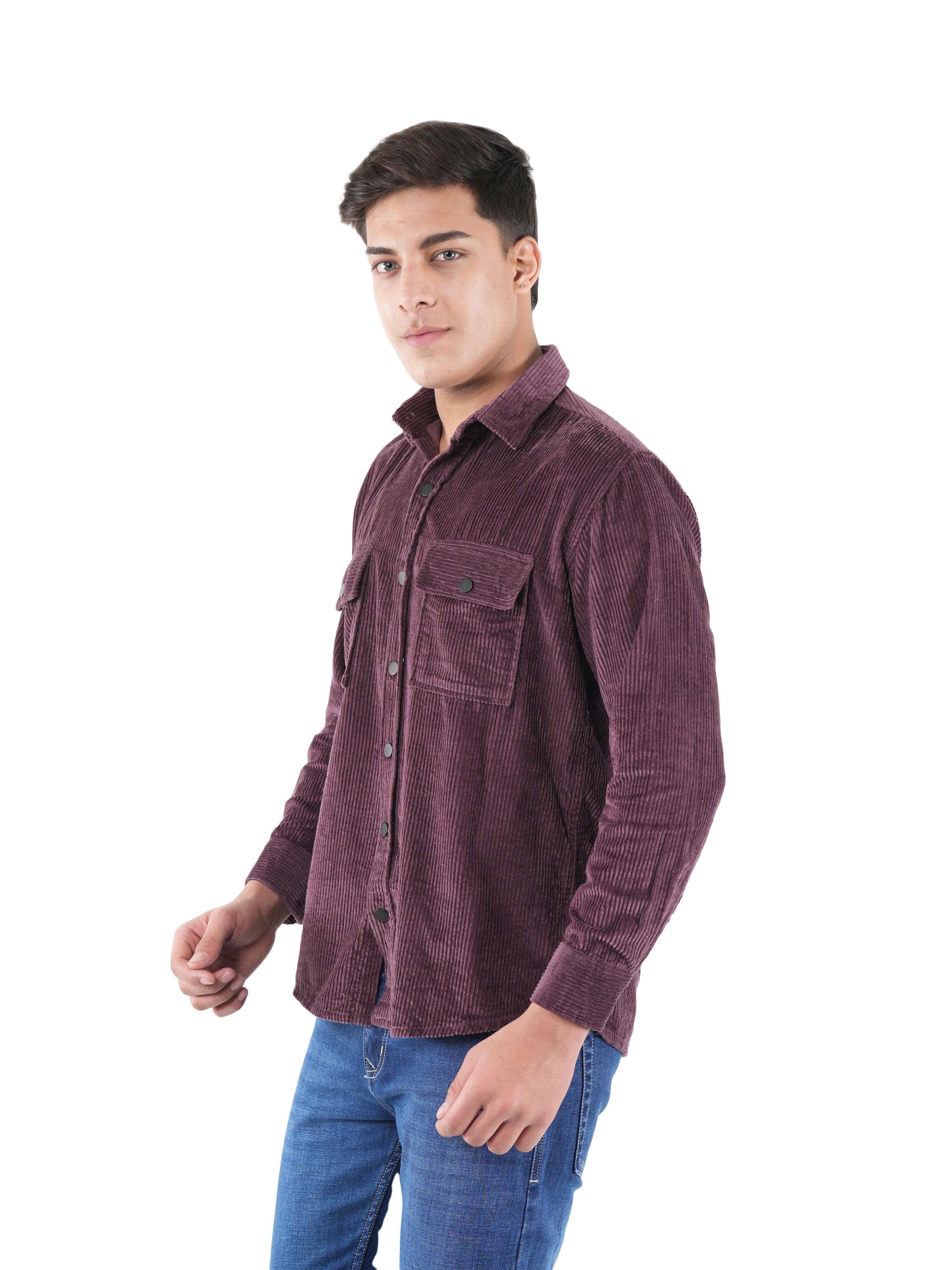 Flaked Corduroy Dusty Plum Mid Wale Shirt