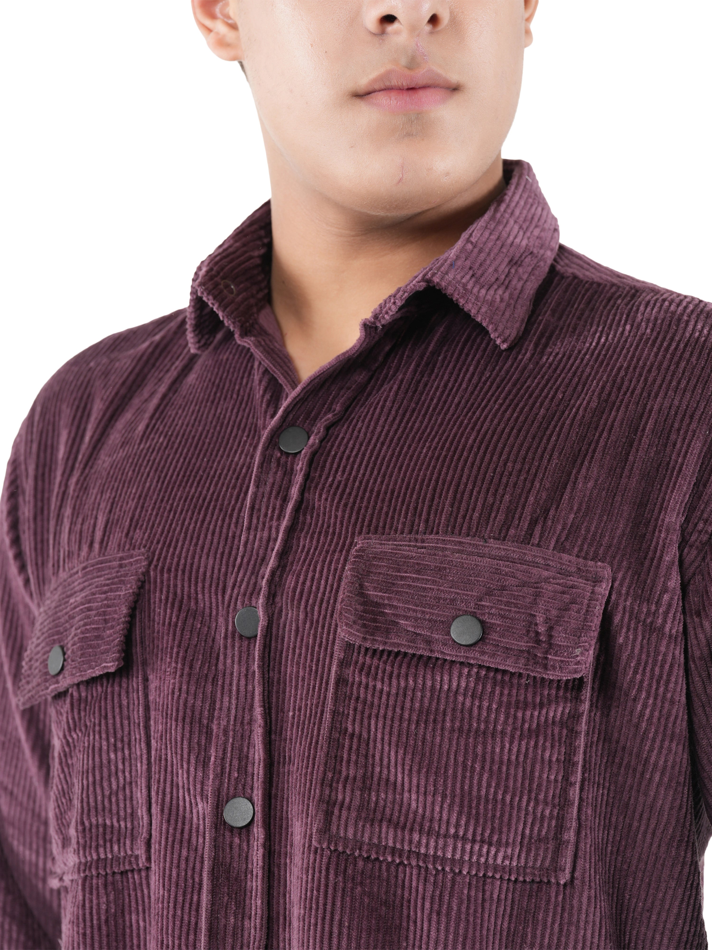 Flaked Corduroy Dusty Plum Mid Wale Shirt