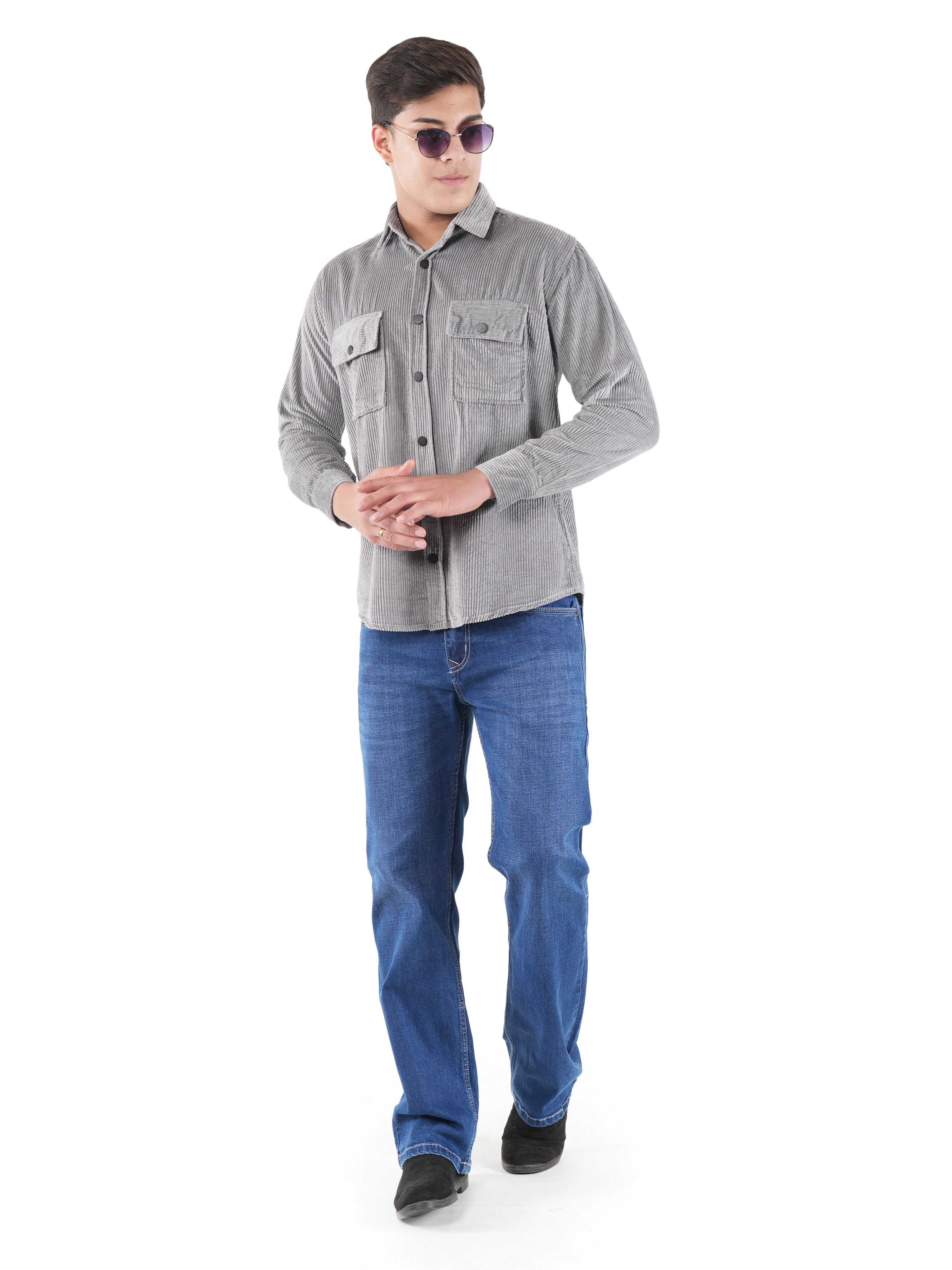 Corduroy Ash Grey Mid Wale Shirt