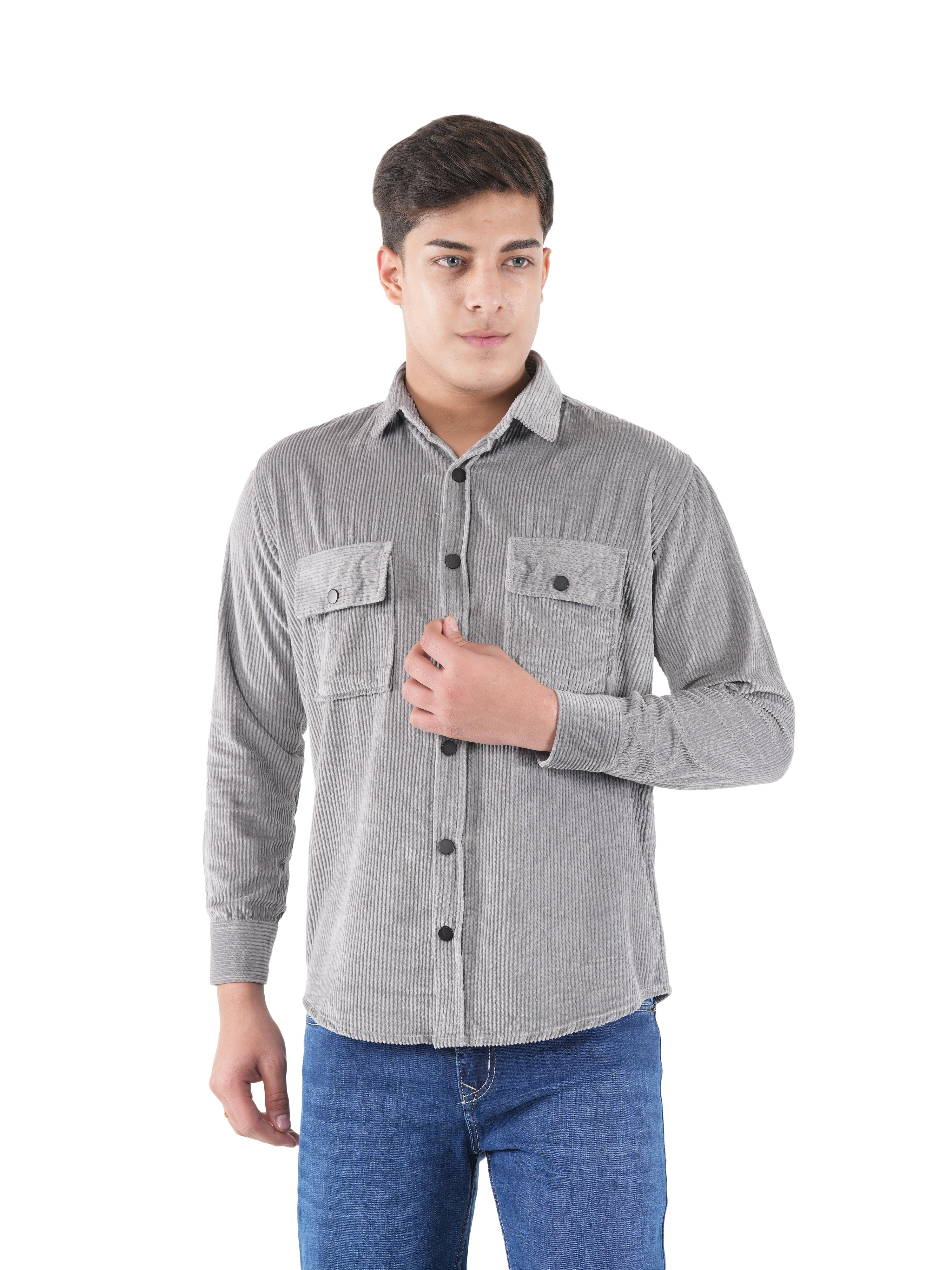 Corduroy Ash Grey Mid Wale Shirt