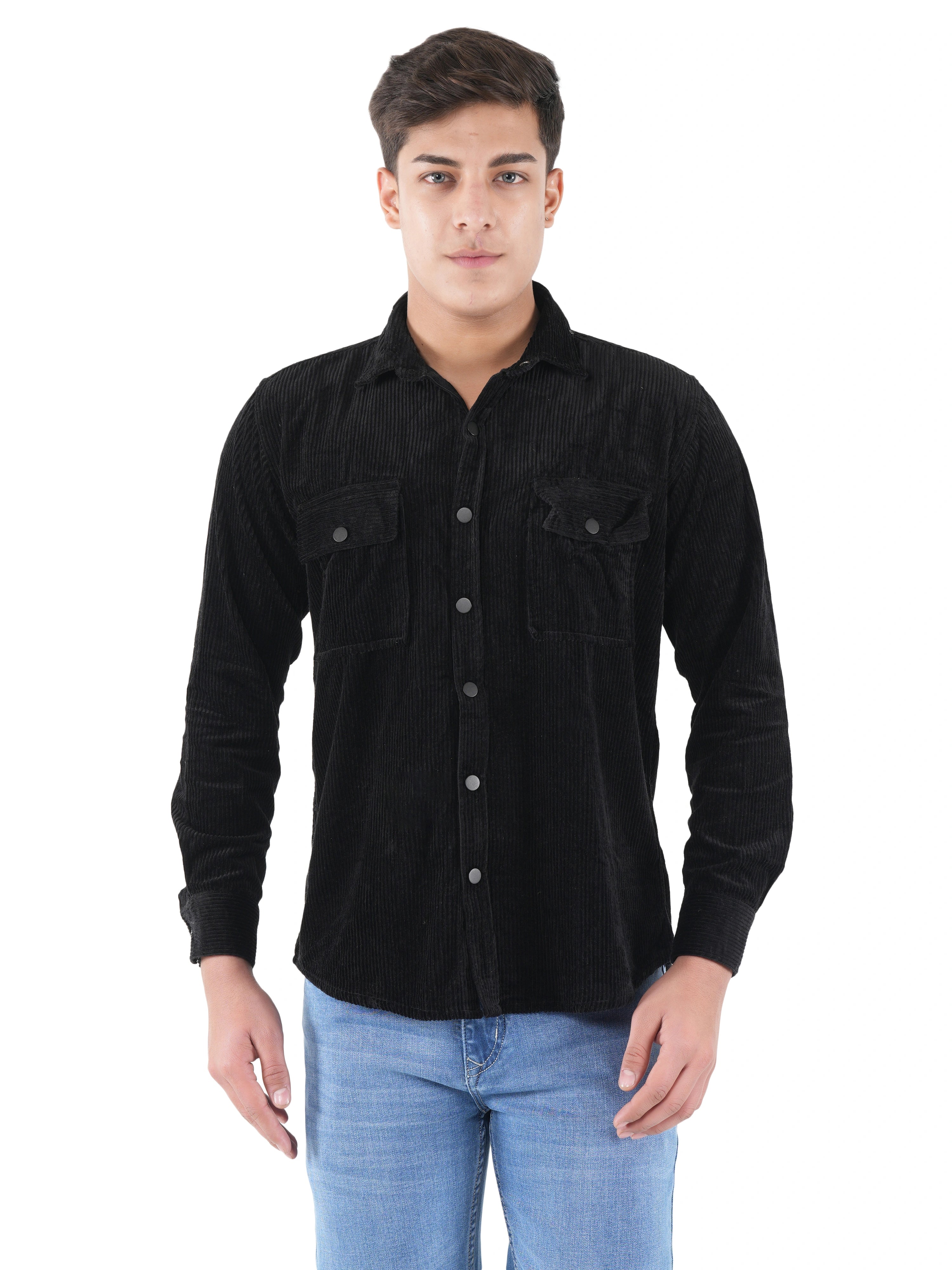 Corduroy Midnight Black Mid Wale Shirt