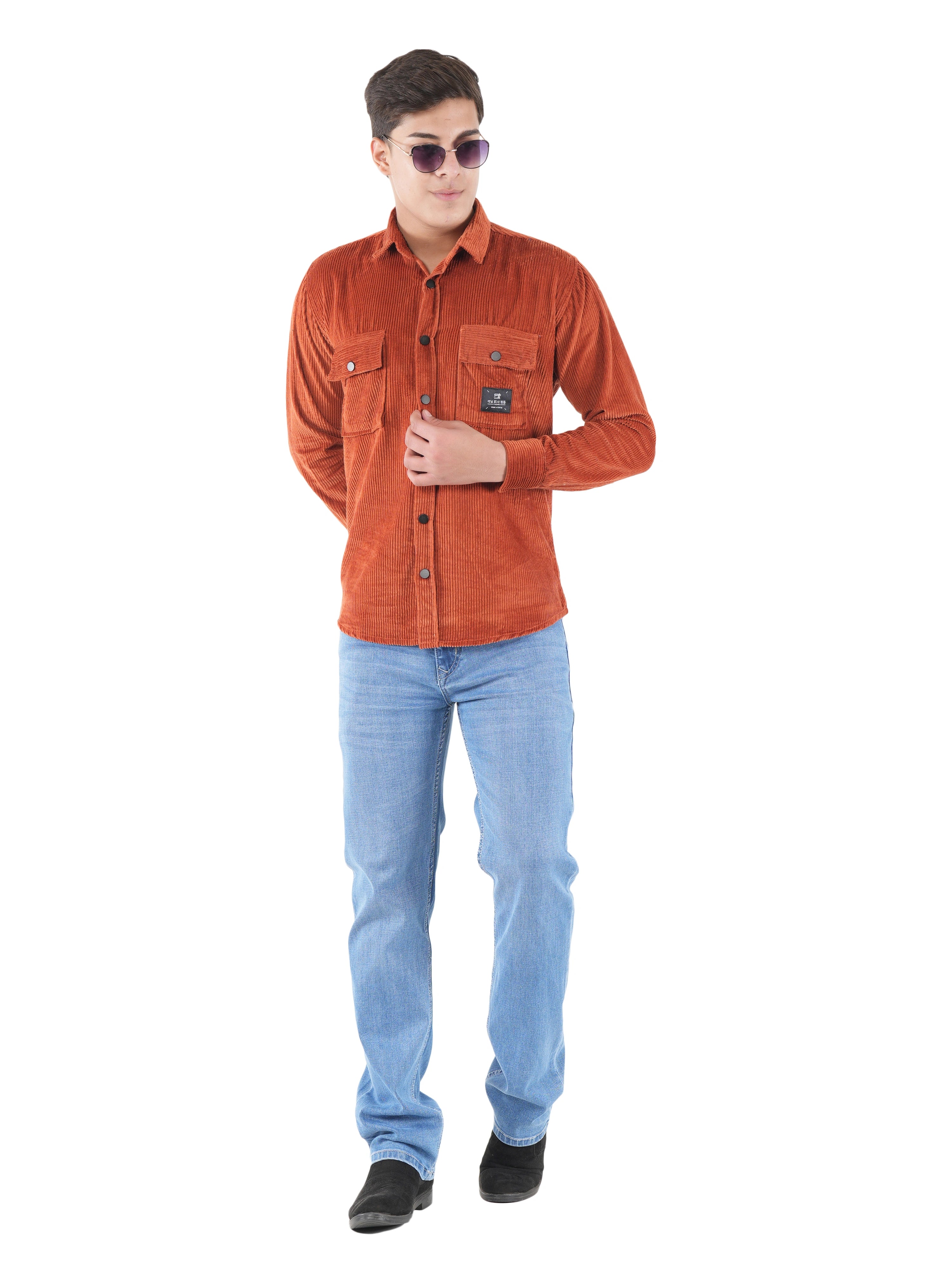Corduroy Rust Orange Mid Wale Shirt
