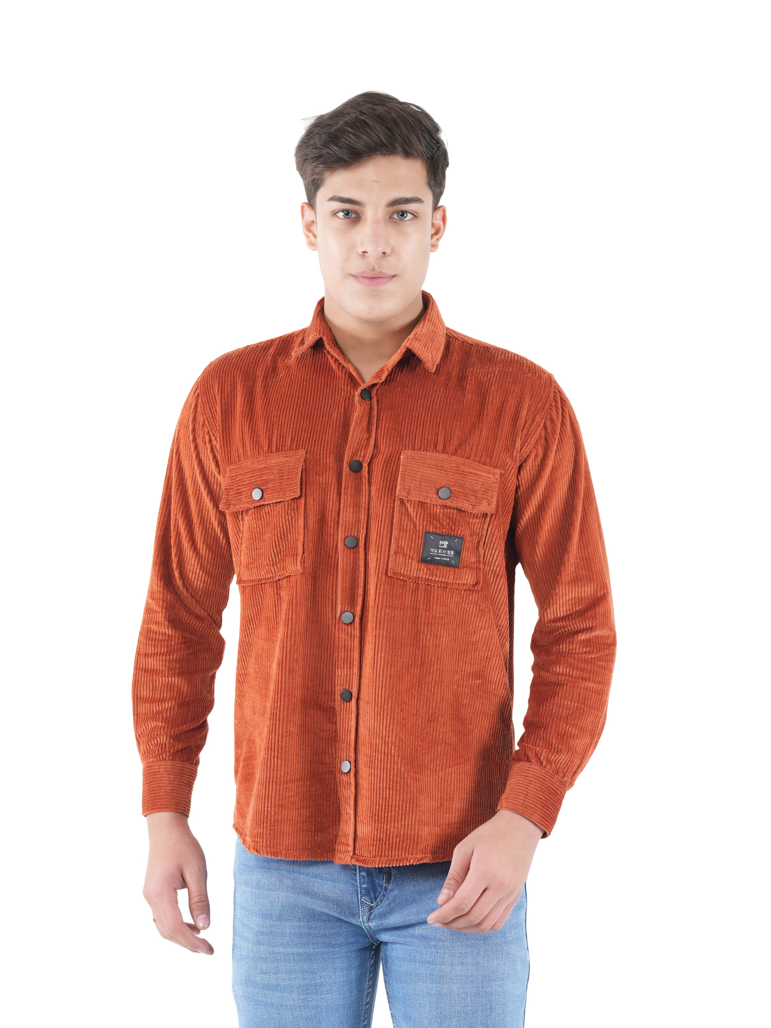 Corduroy Rust Orange Mid Wale Shirt