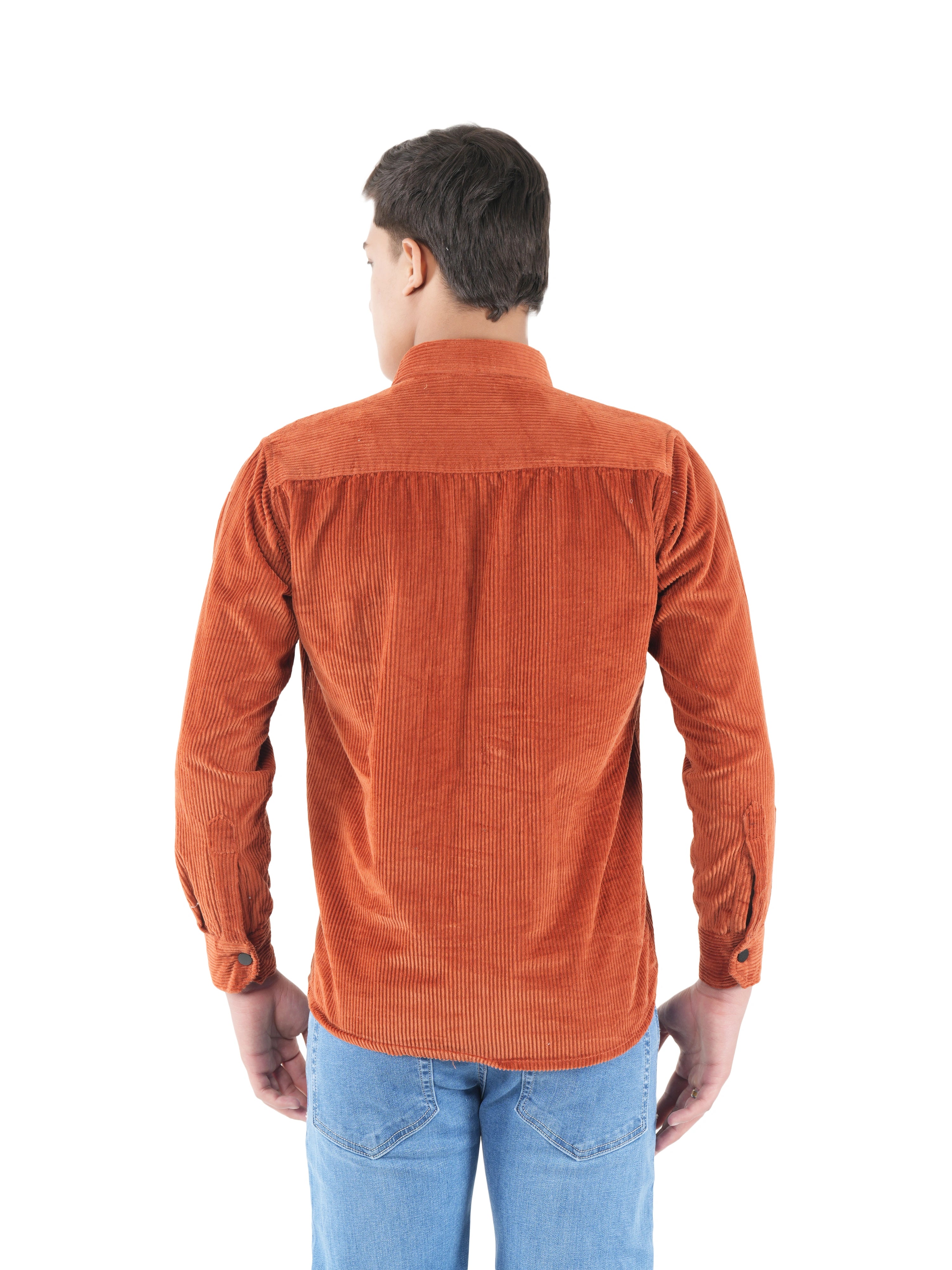 Flaked Corduroy Rust Orange Mid Wale Shirt