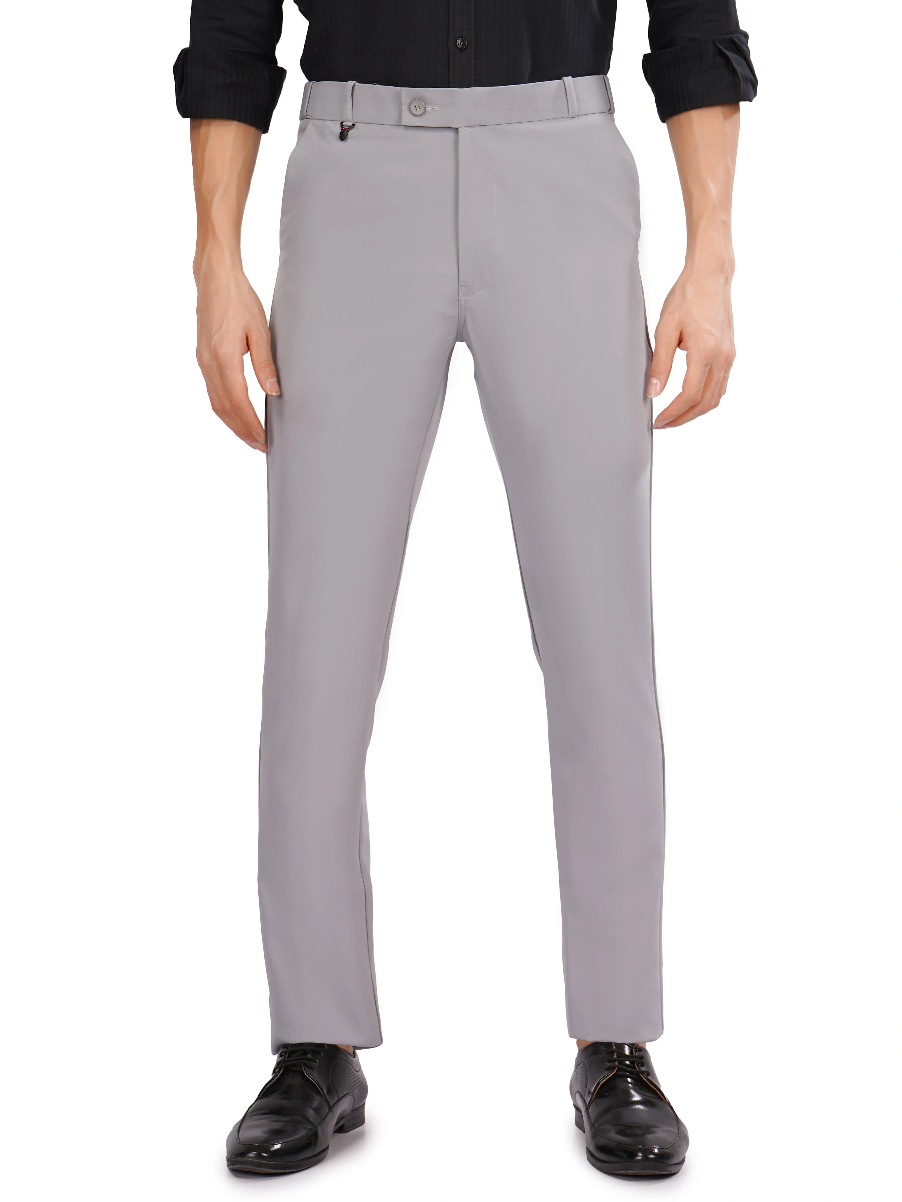 Flexi Belt Regular Fit Stretchable Formal Pant – Cloud Grey