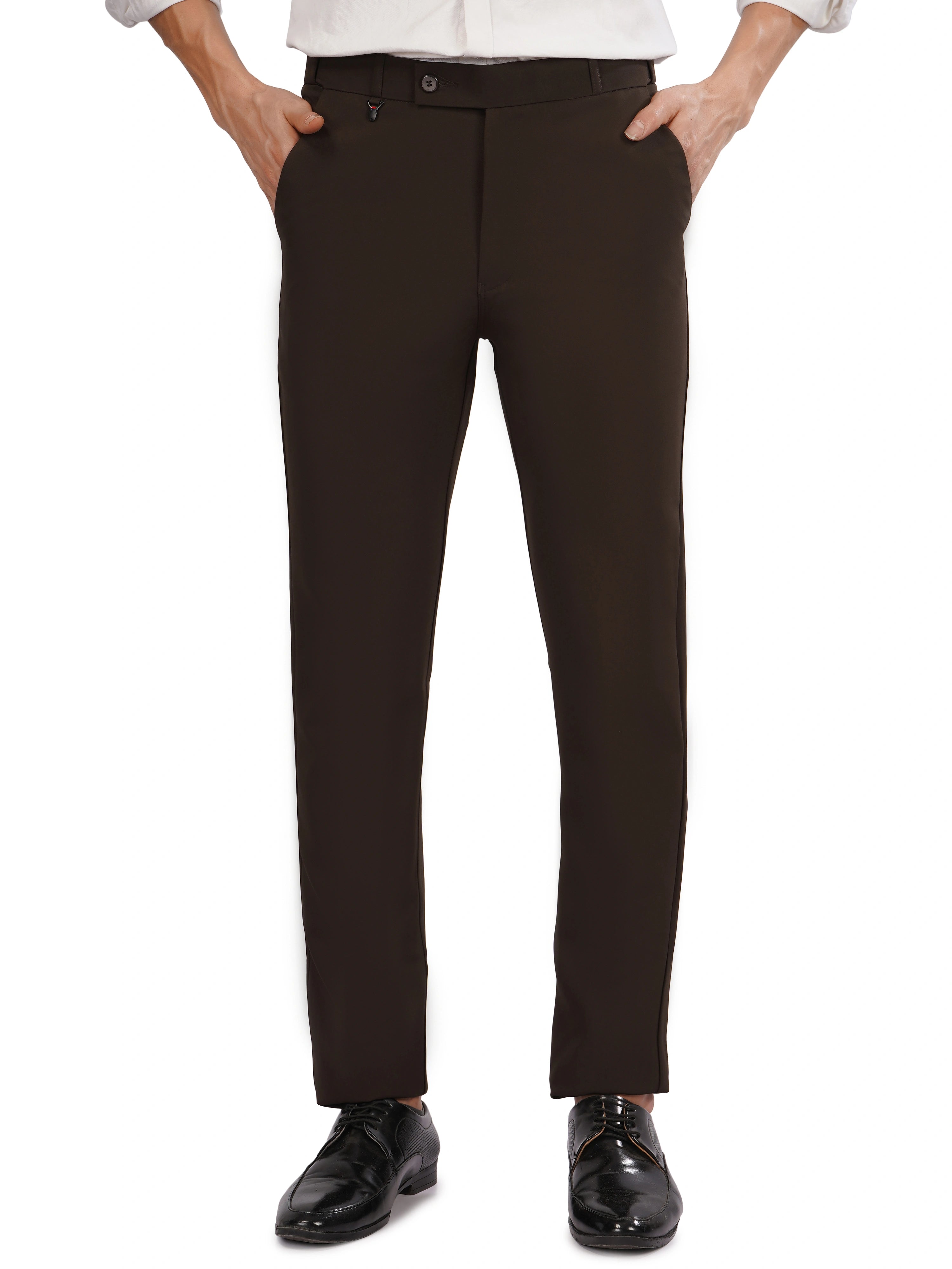 Flexi Belt Regular Fit Stretchable Formal Pant – Mocha Brown
