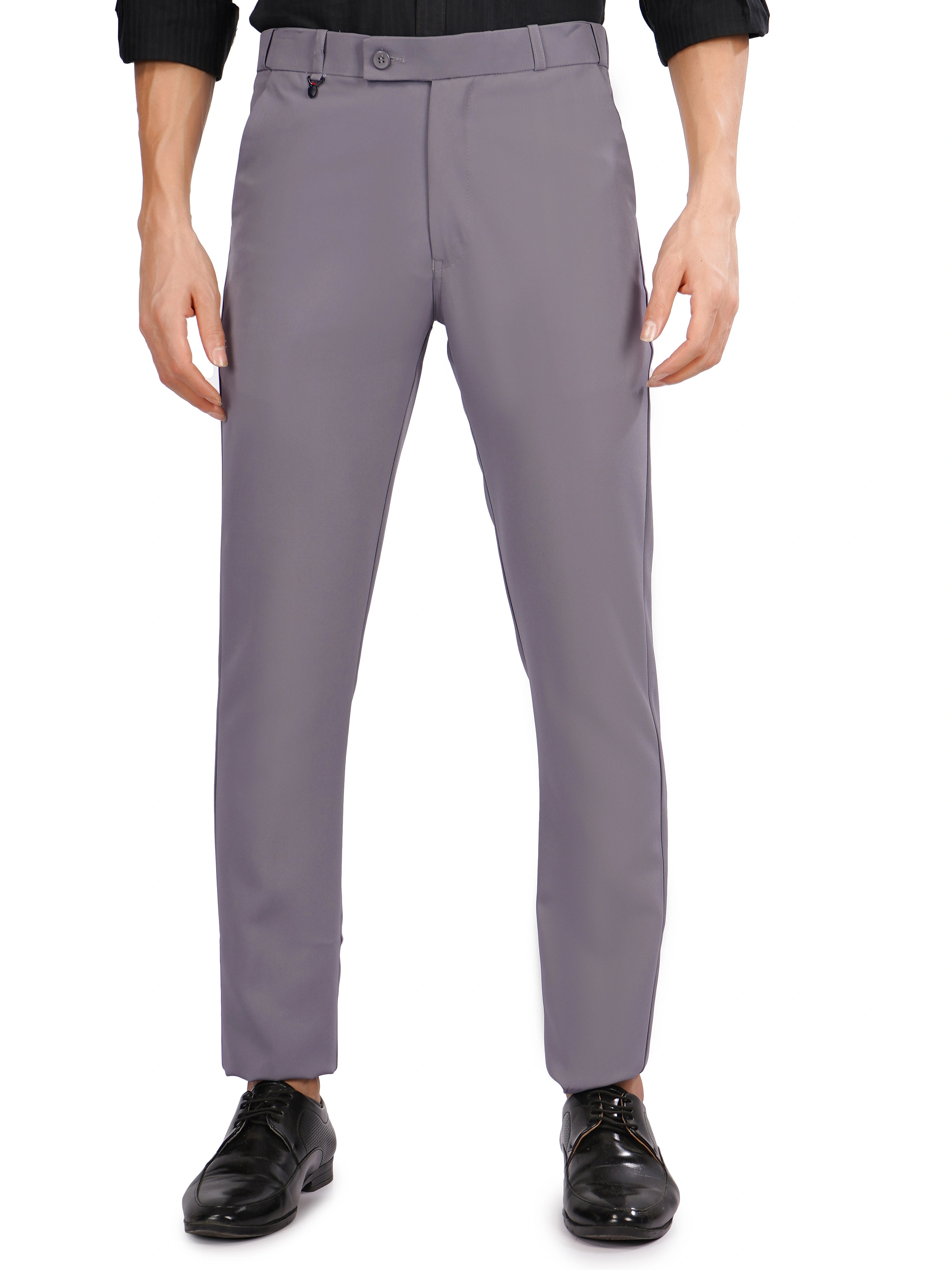 Flexi Belt Regular Fit Stretchable Formal Pant – Slate Grey