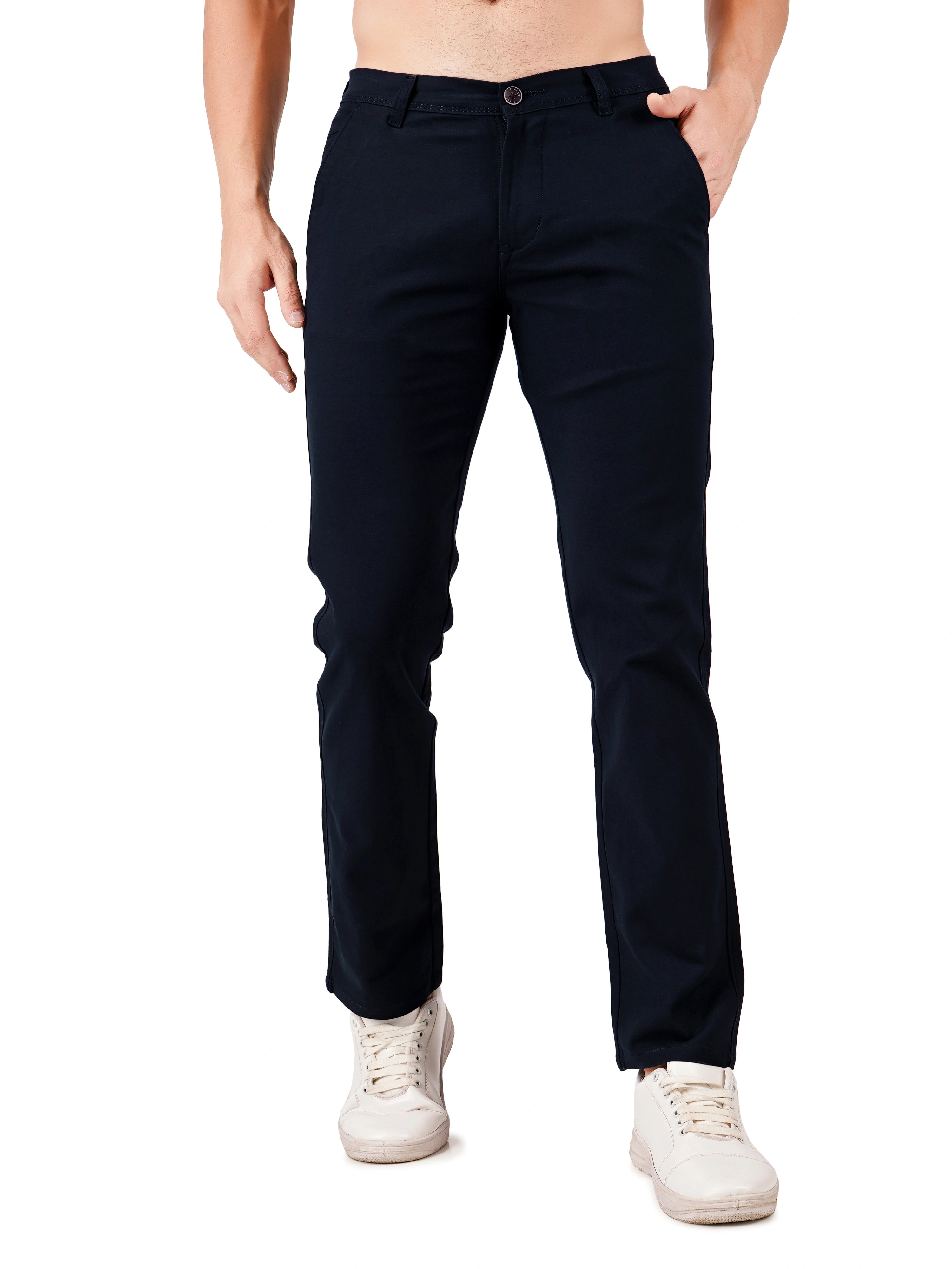 Premium Cotton Regular Fit Stretchable Trouser – Stormy Indigo