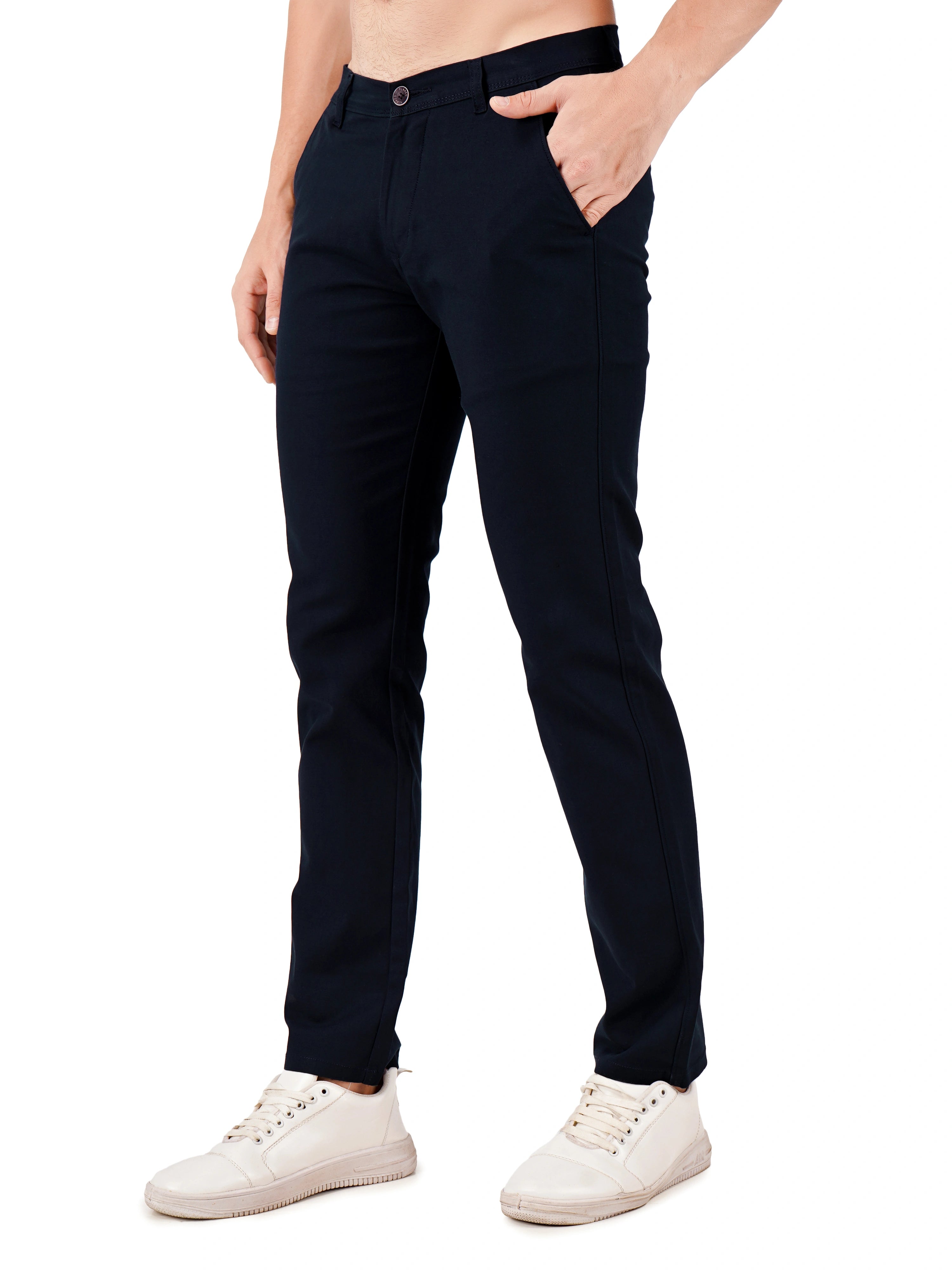 Premium Cotton Regular Fit Stretchable Trouser – Stormy Indigo