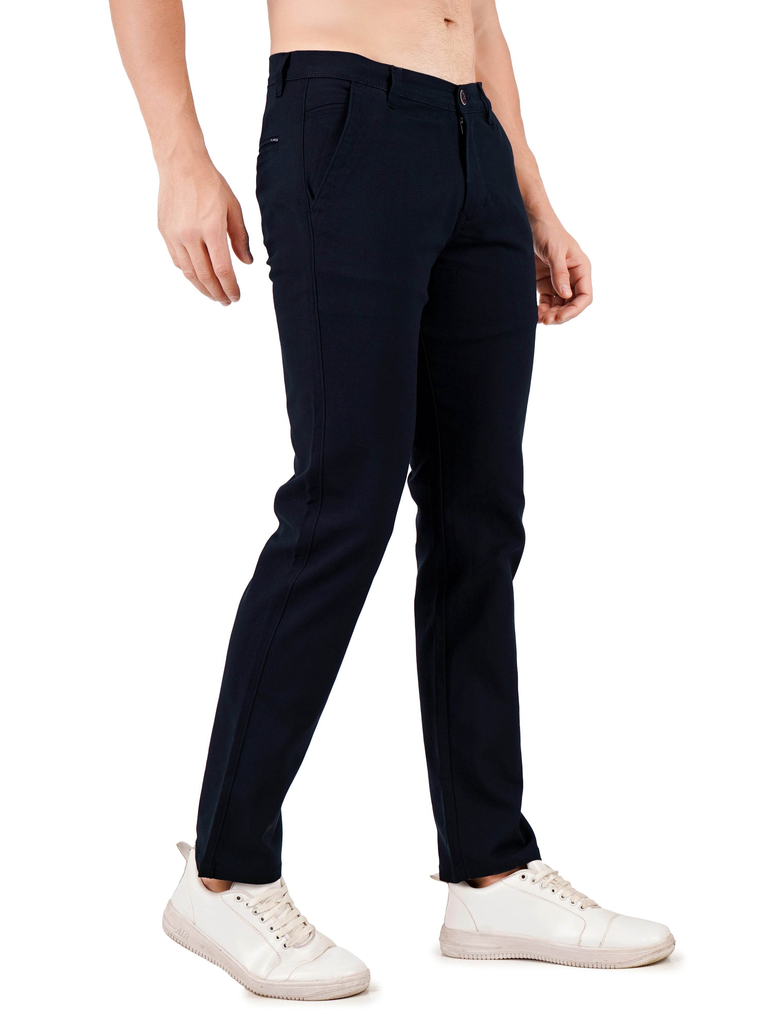 Organic Cotton Regular Fit Stretchable Trouser – Stormy Indigo - Flaked